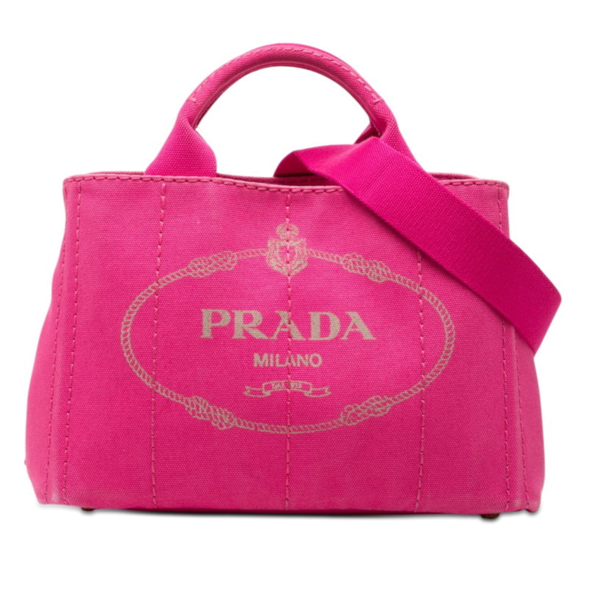 Prada Pink Canvas Handbag Shoulder Bag (Pre-Owned)