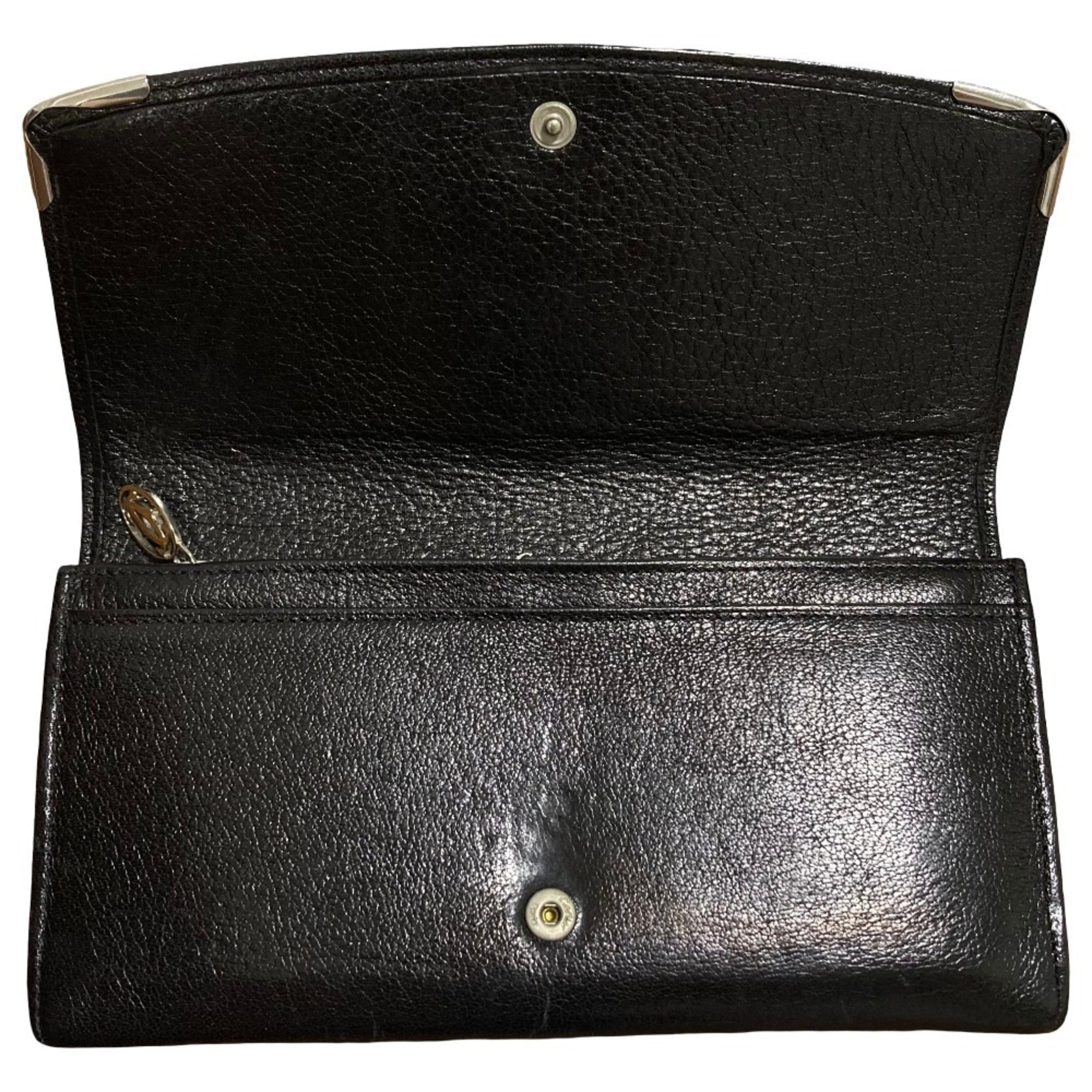 Cartier Black Leather Long Wallet (Bi-Fold) (Pre-Owned)