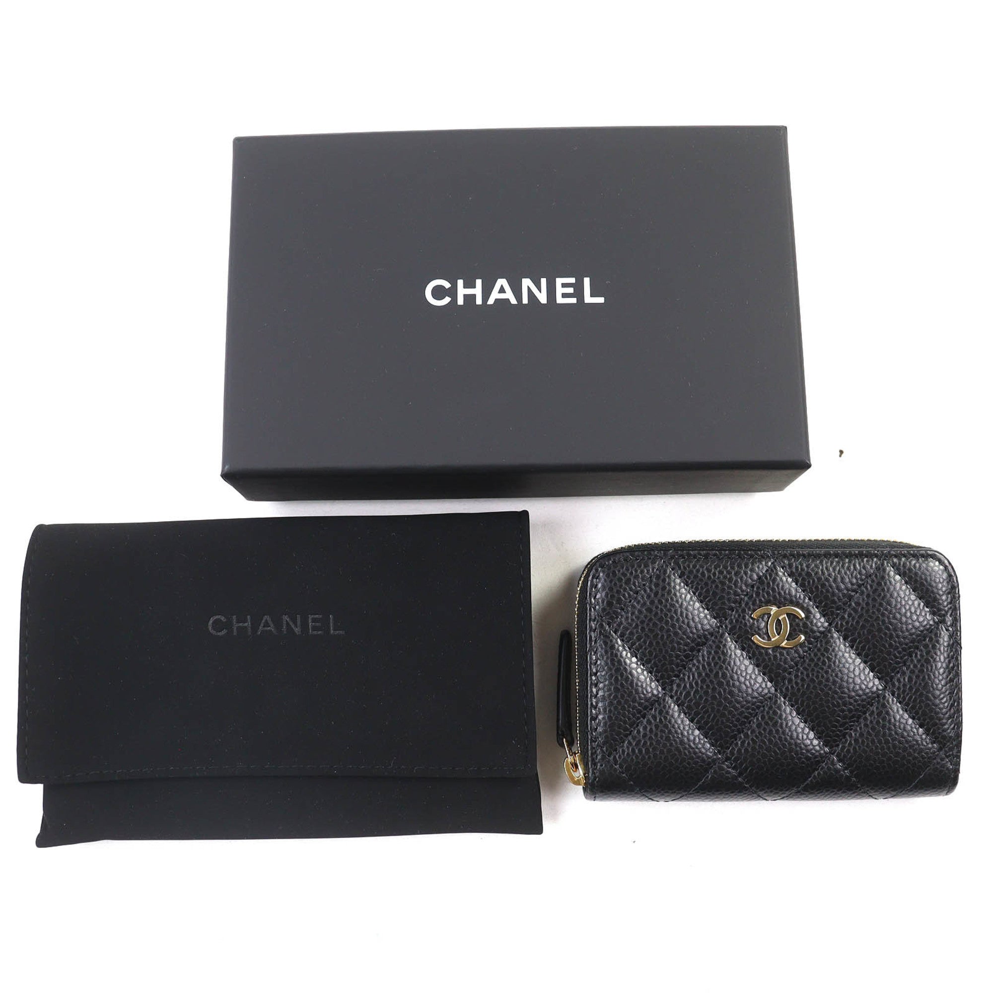 Chanel Black Grained Calfskin Coin Purse/Coin Case (Pre-Owned)