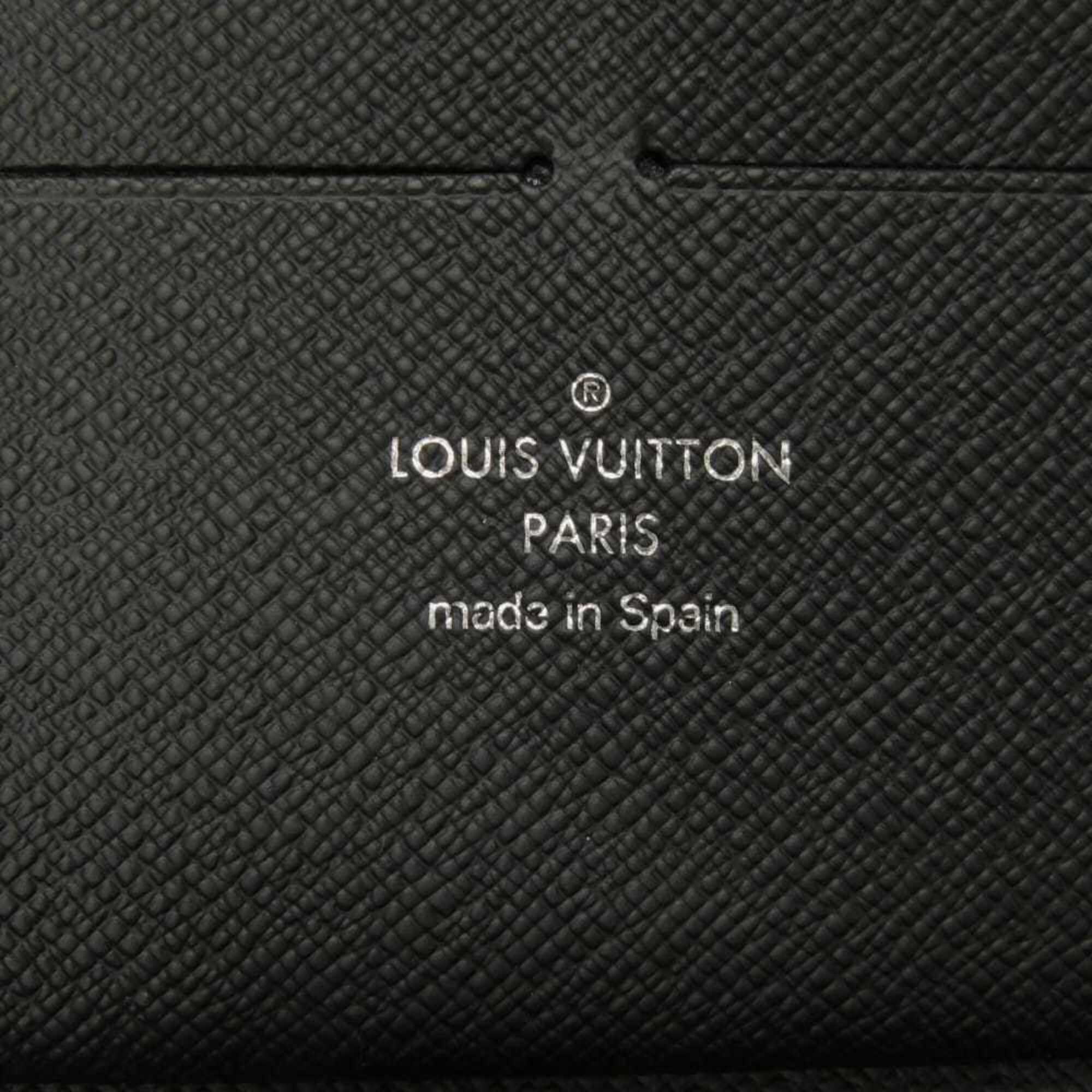 Louis Vuitton Taiga Black Noir Taiga Leather Leather Long Wallet (Bi-Fold) (Pre-Owned)