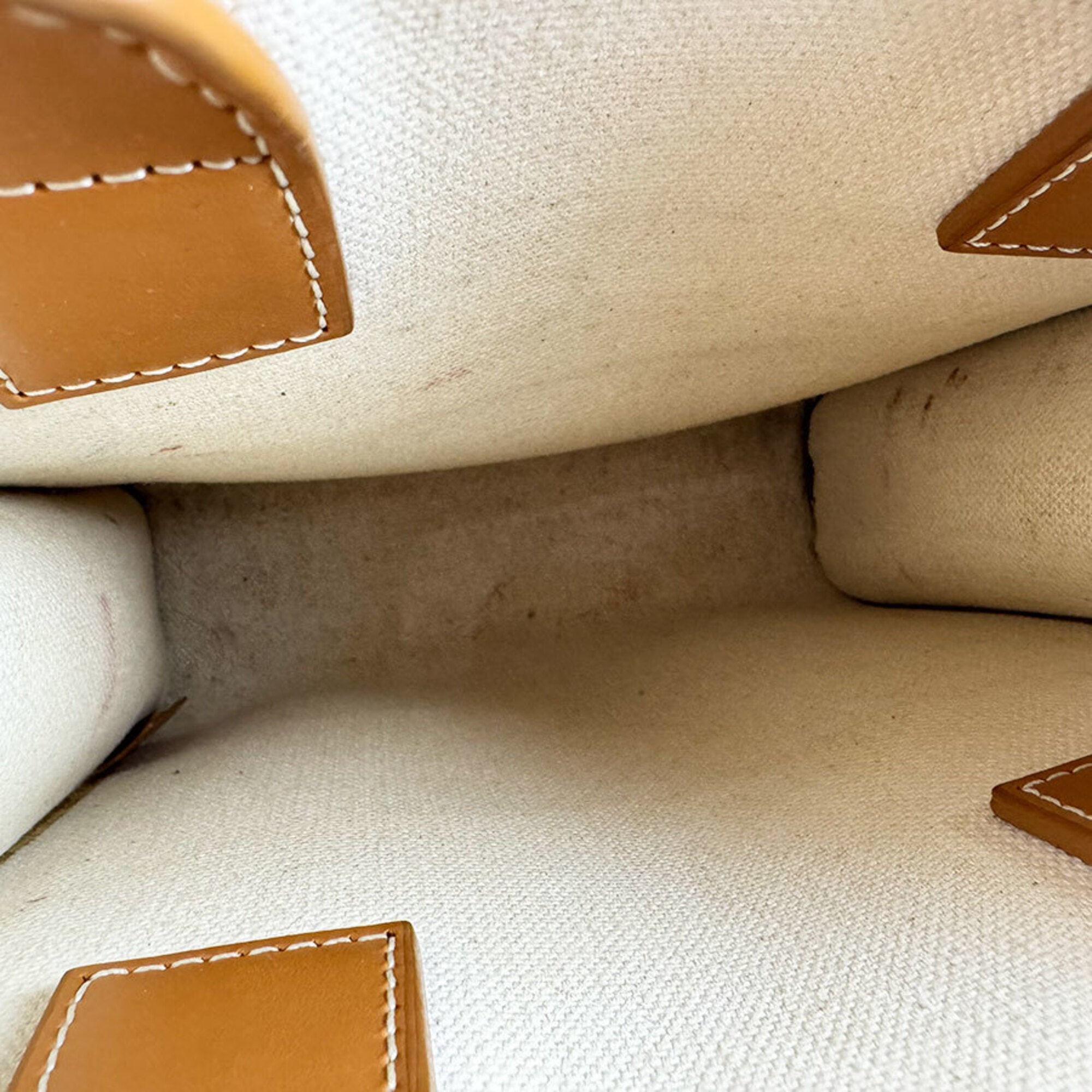 Celine Brown Ivory Canvas Leather Shoulder Bag (Pre-Owned)