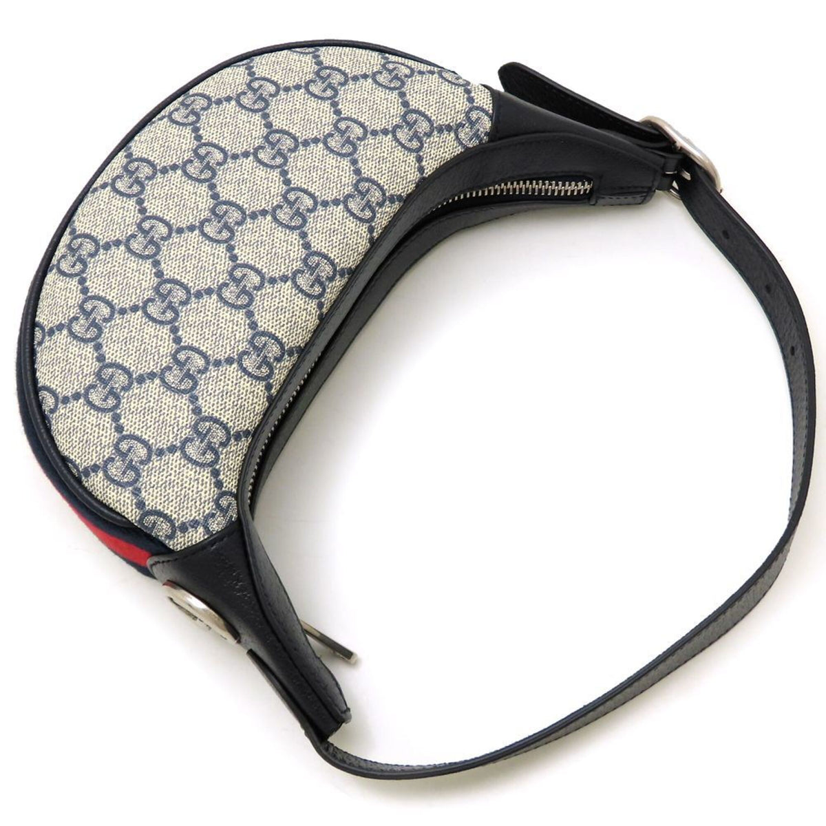 Gucci Beige Navy Gg Supreme Canvas Leather Handbag Pouch (Pre-Owned)