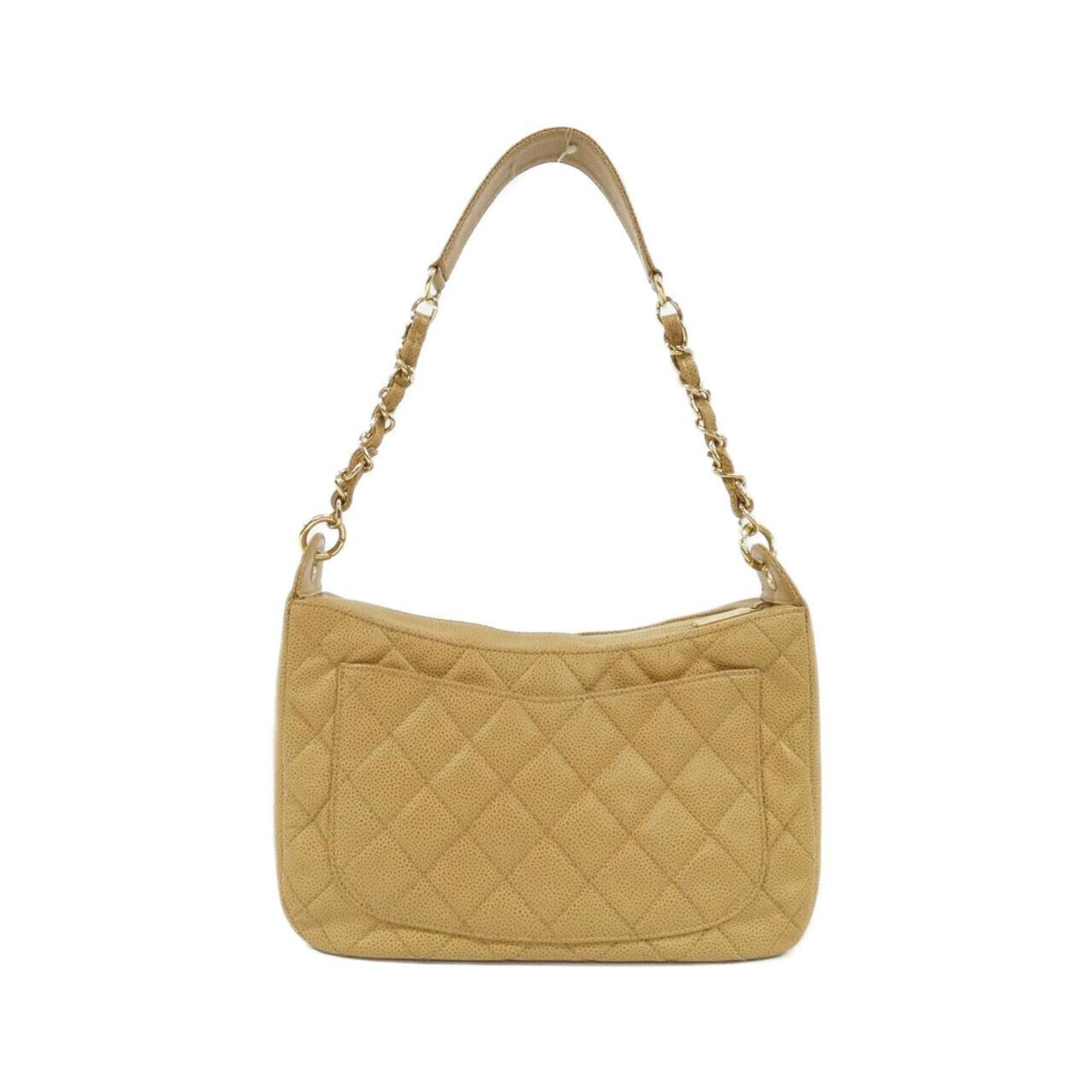 Chanel Beige Grained Calfskin Shoulder Bag (Pre-Owned)