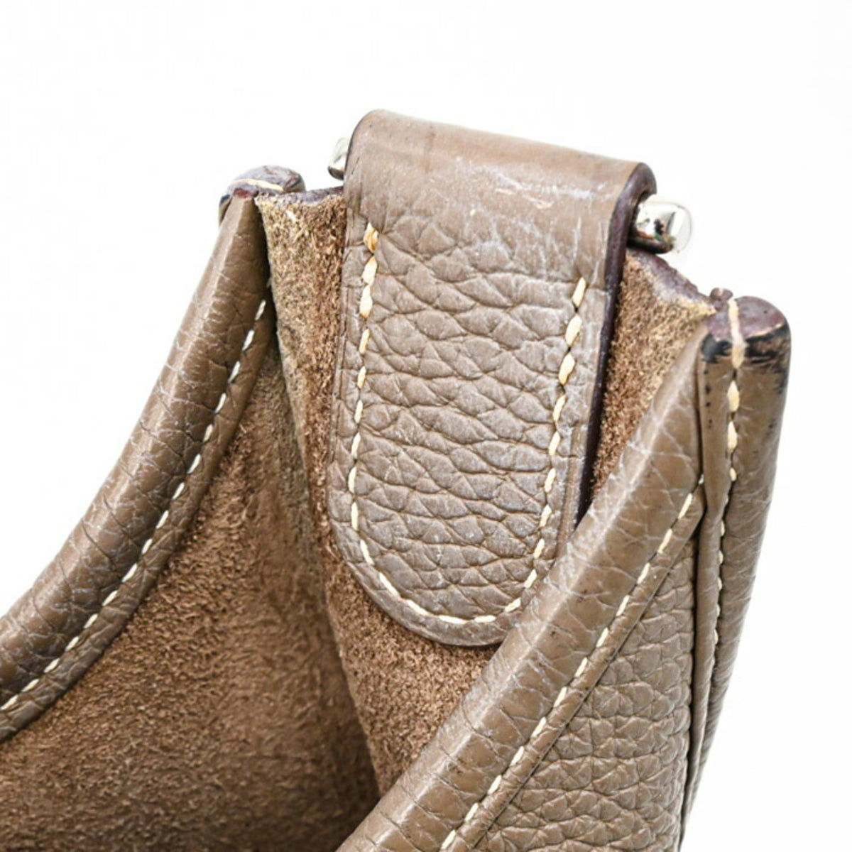 Hermes Etoupe Gray Taurillon Clemence Leather Shoulder Bag (Pre-Owned)