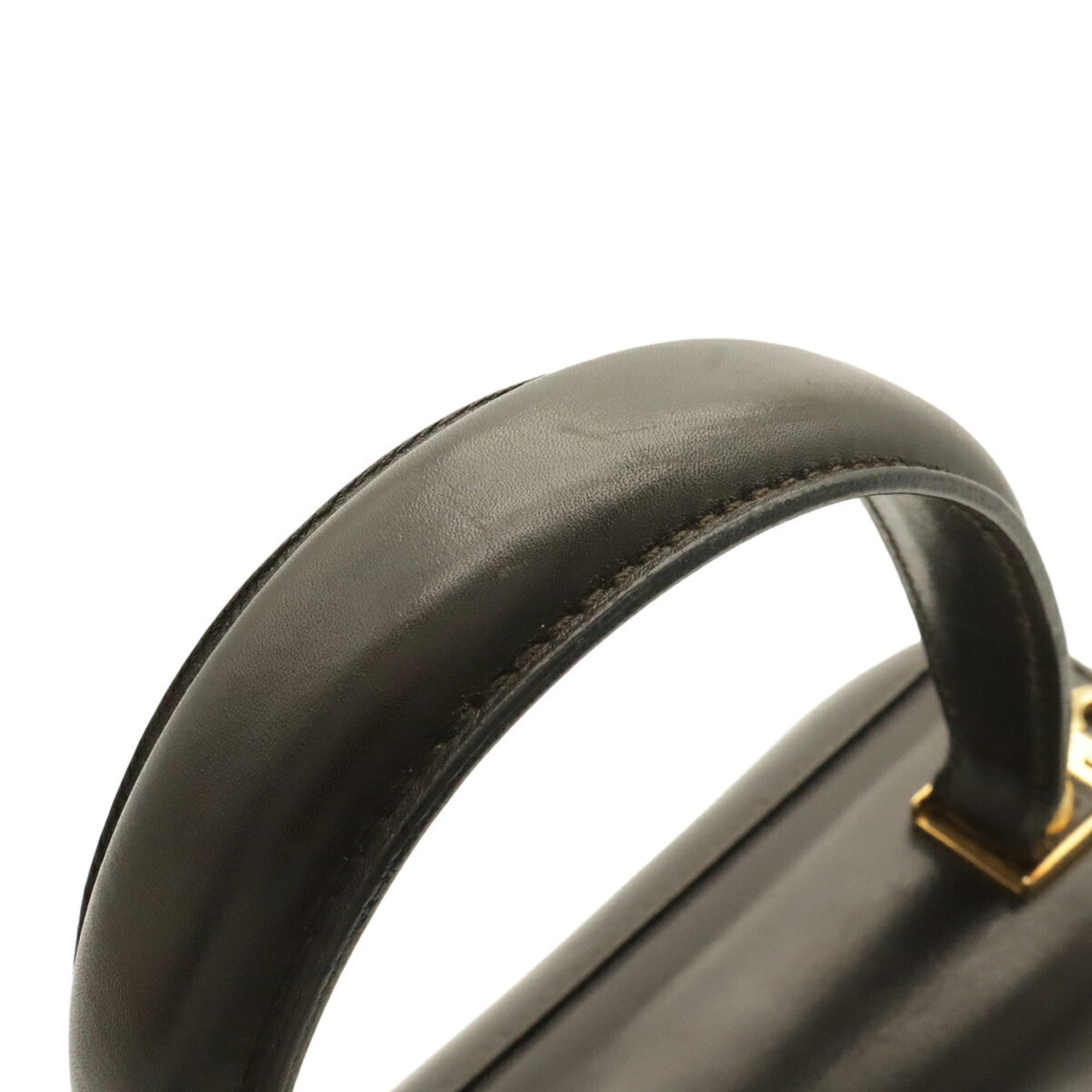 Salvatore Ferragamo Gancini Dark Brown Leather Handbag Shoulder Bag (Pre-Owned)