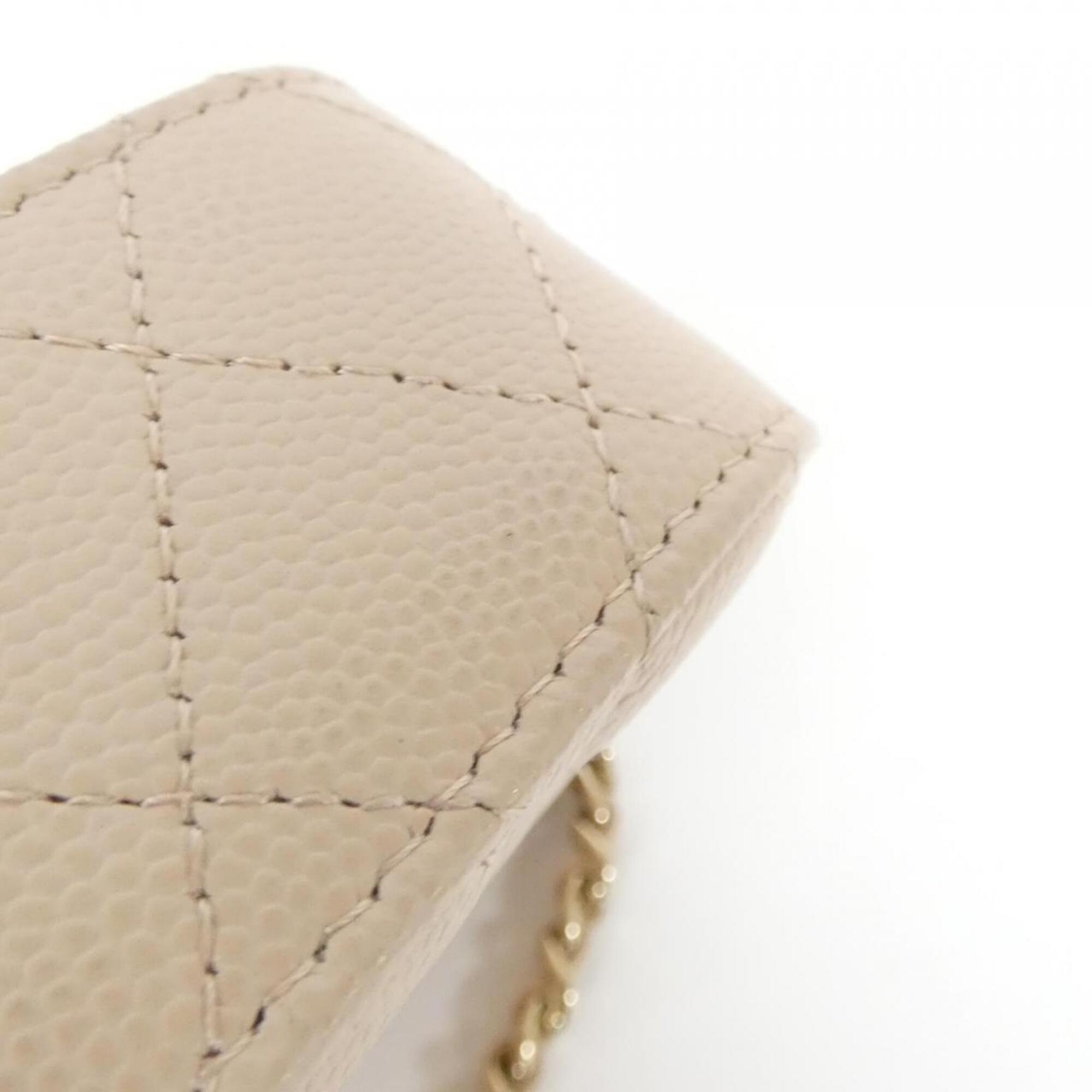 Chanel Beige Grained Calfskin Handbag Shoulder Bag (Pre-Owned)