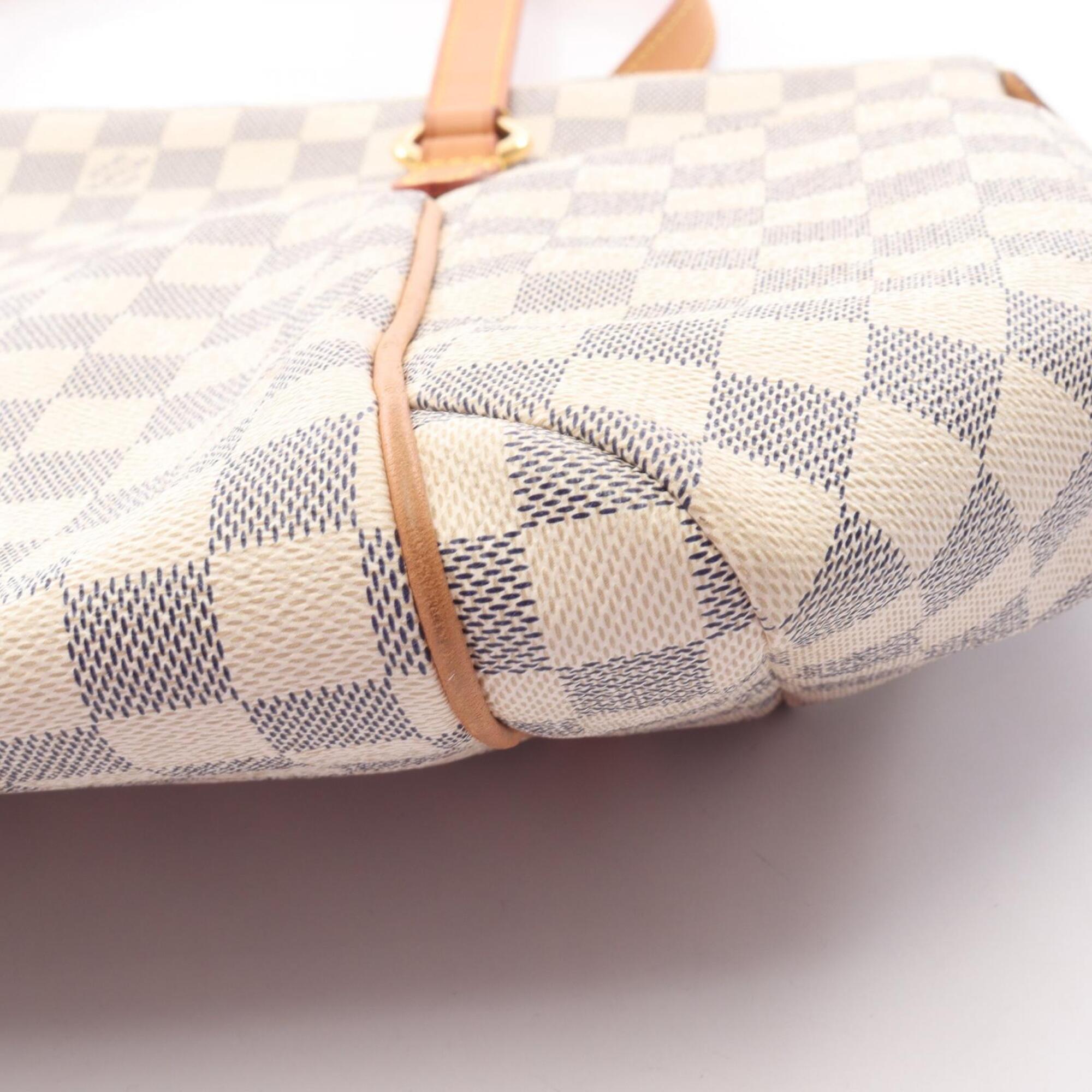 Louis Vuitton White Coated Canvas Pvc Damier Azur Leather Handbag Tote Bag (Pre-Owned)