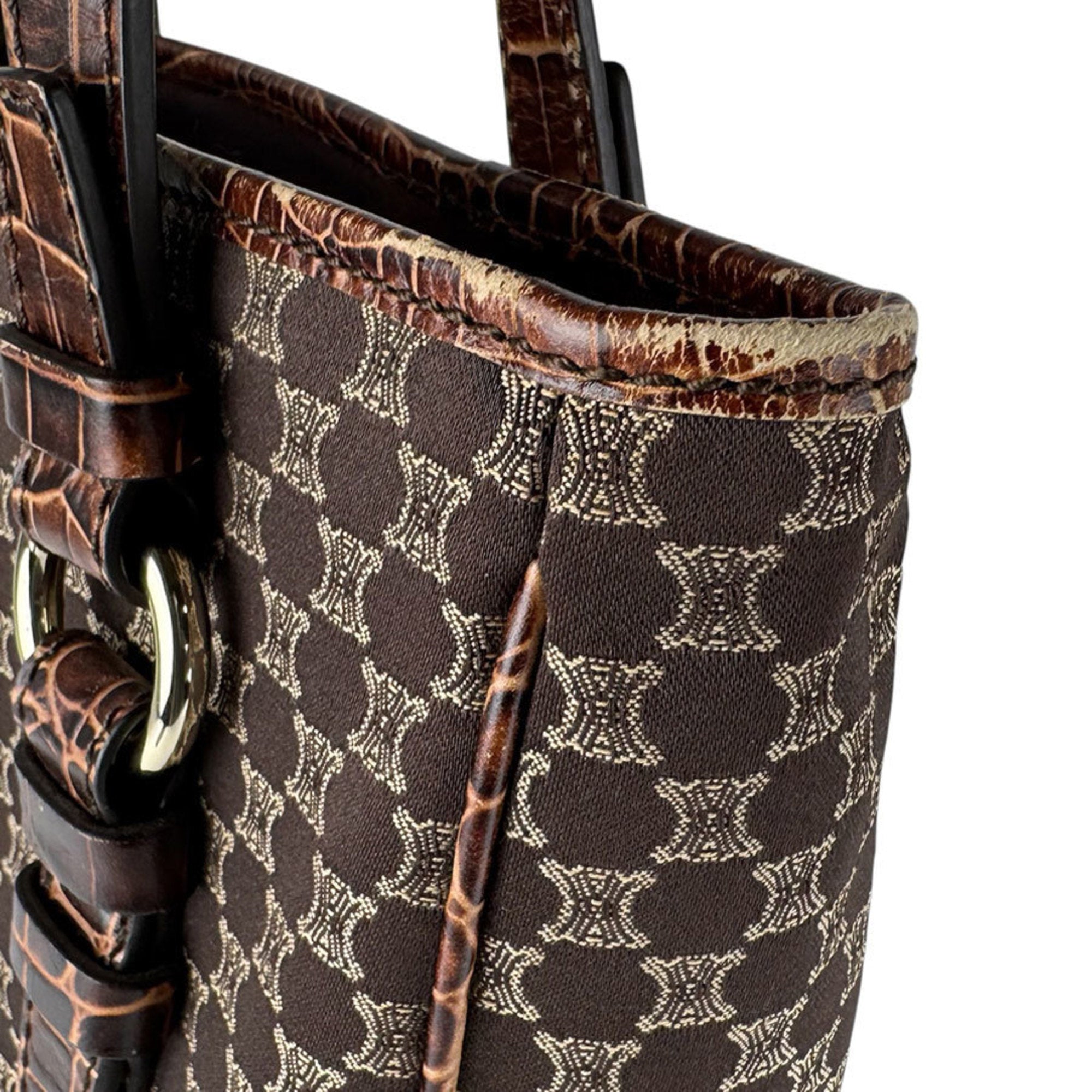 Celine Brown Canvas Leather Handbag (Pre-Owned)
