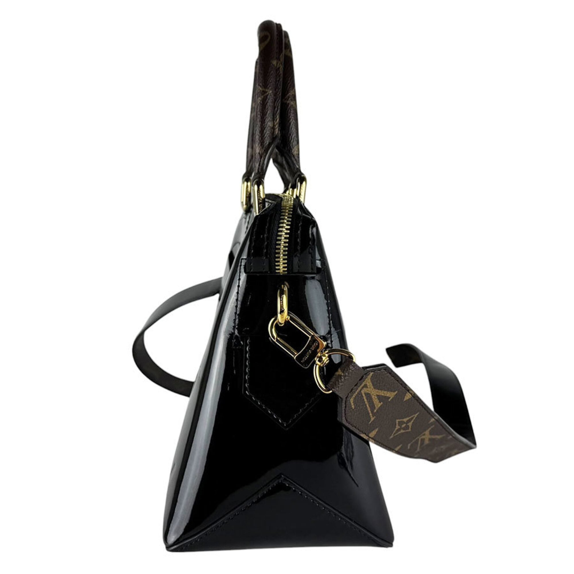 Louis Vuitton Black Brown Monogram Patent Leather Monogram Handbag Shoulder Bag (Pre-Owned)
