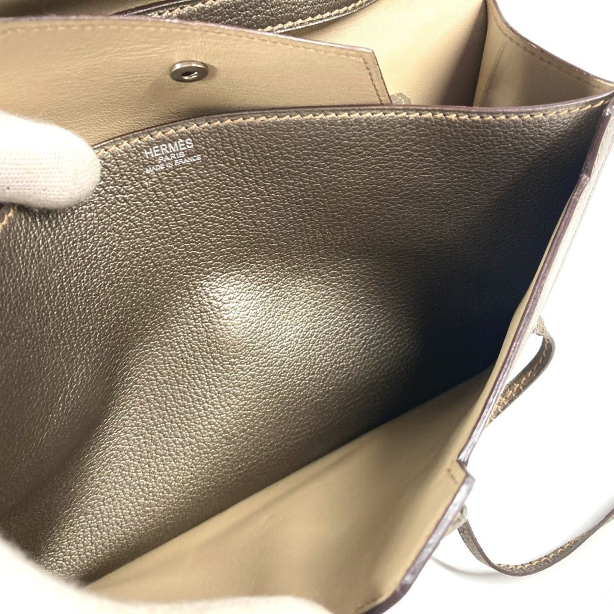 Hermes Gold Chevre Leather Handbag Pouch Shoulder Bag (Pre-Owned)