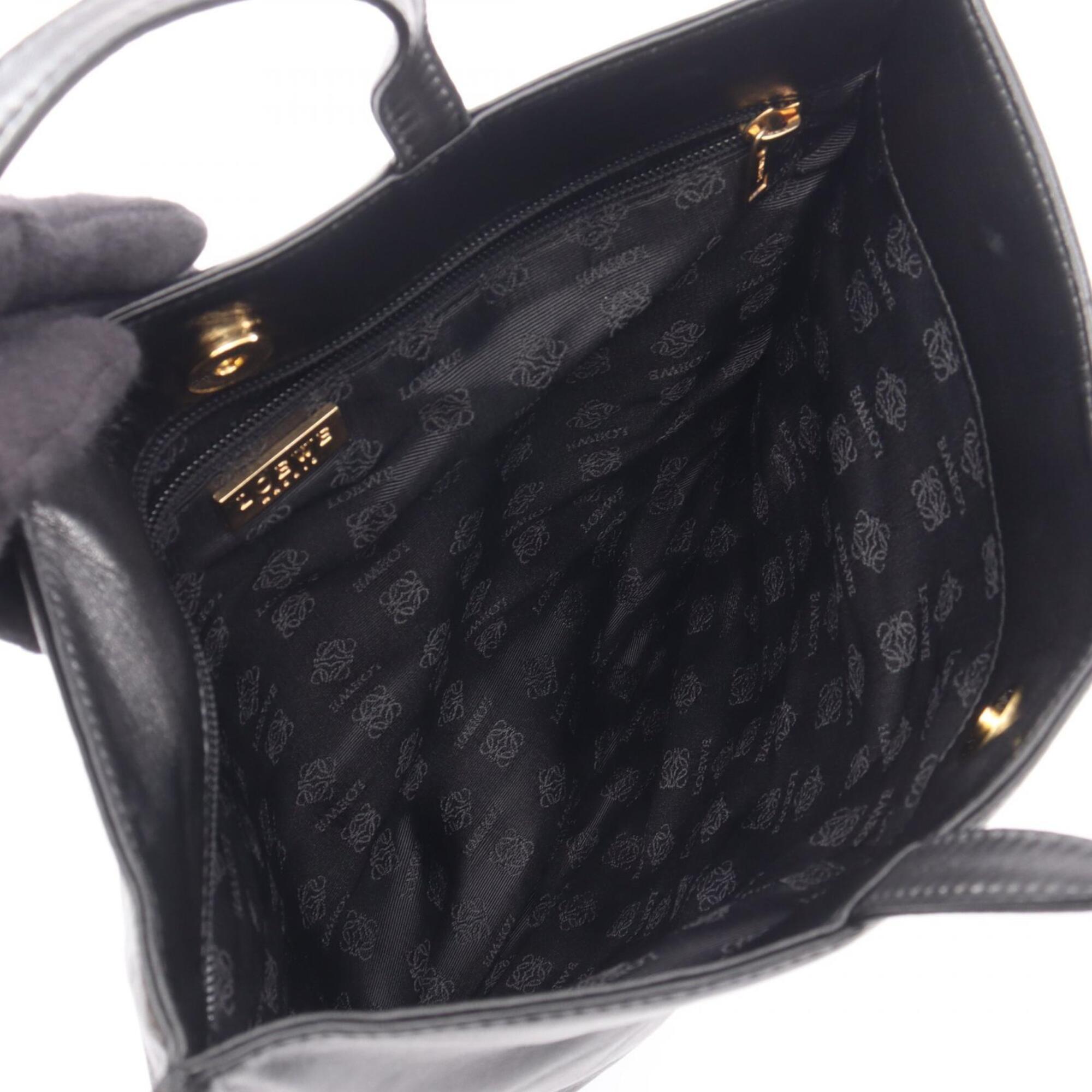 Loewe Black Leather Handbag Tote Bag (Pre-Owned)