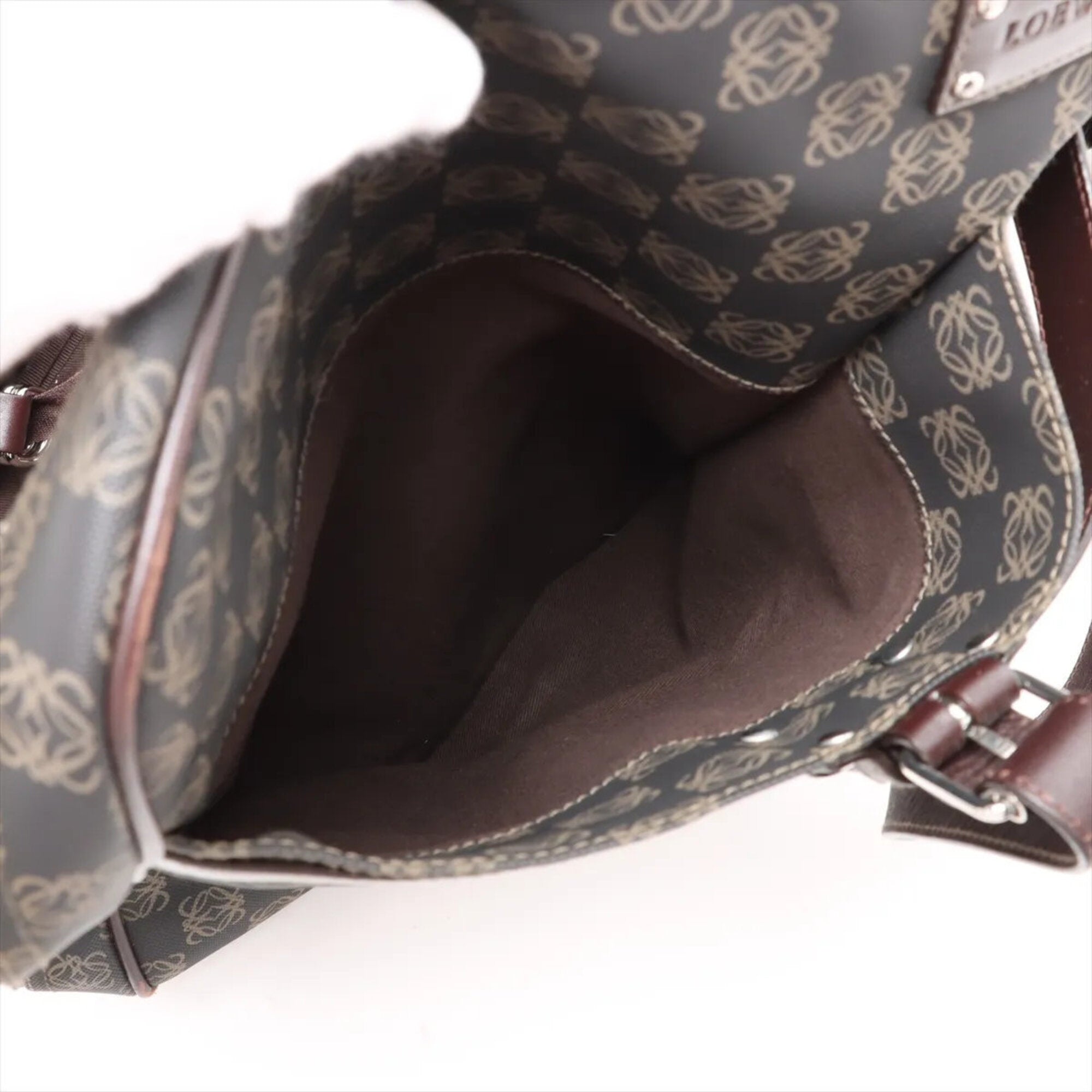 Loewe Brown Leather Coated Canvas Boston Bag Shoulder Bag Tote Bag (Pre-Owned)