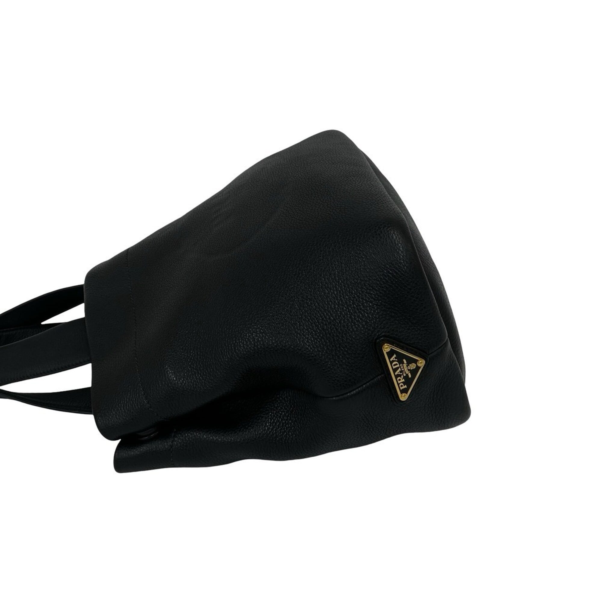 Prada Black Leather Handbag Tote Bag (Pre-Owned)