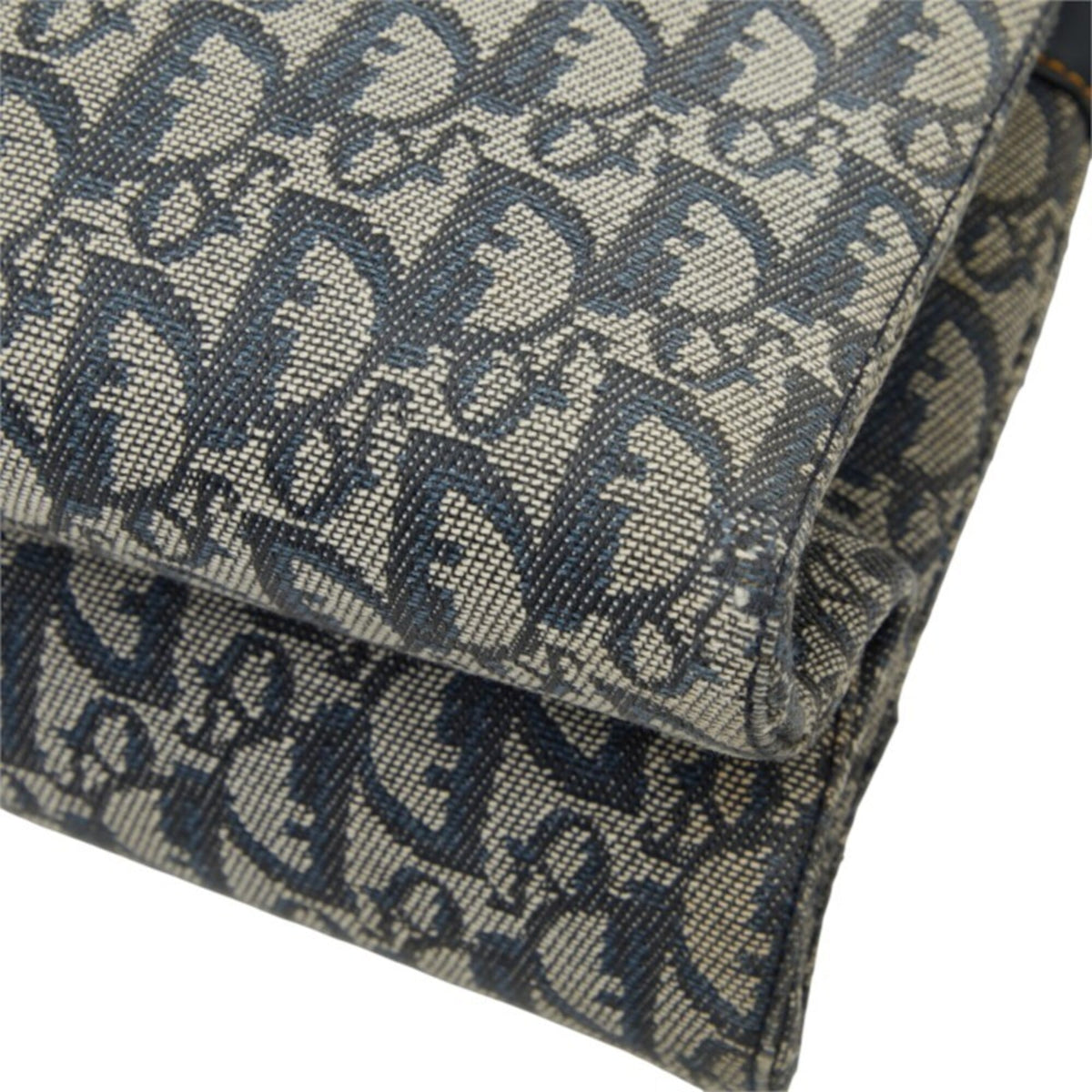 Christian Dior Trotter Navy Leather Jacquard Handbag (Pre-Owned)