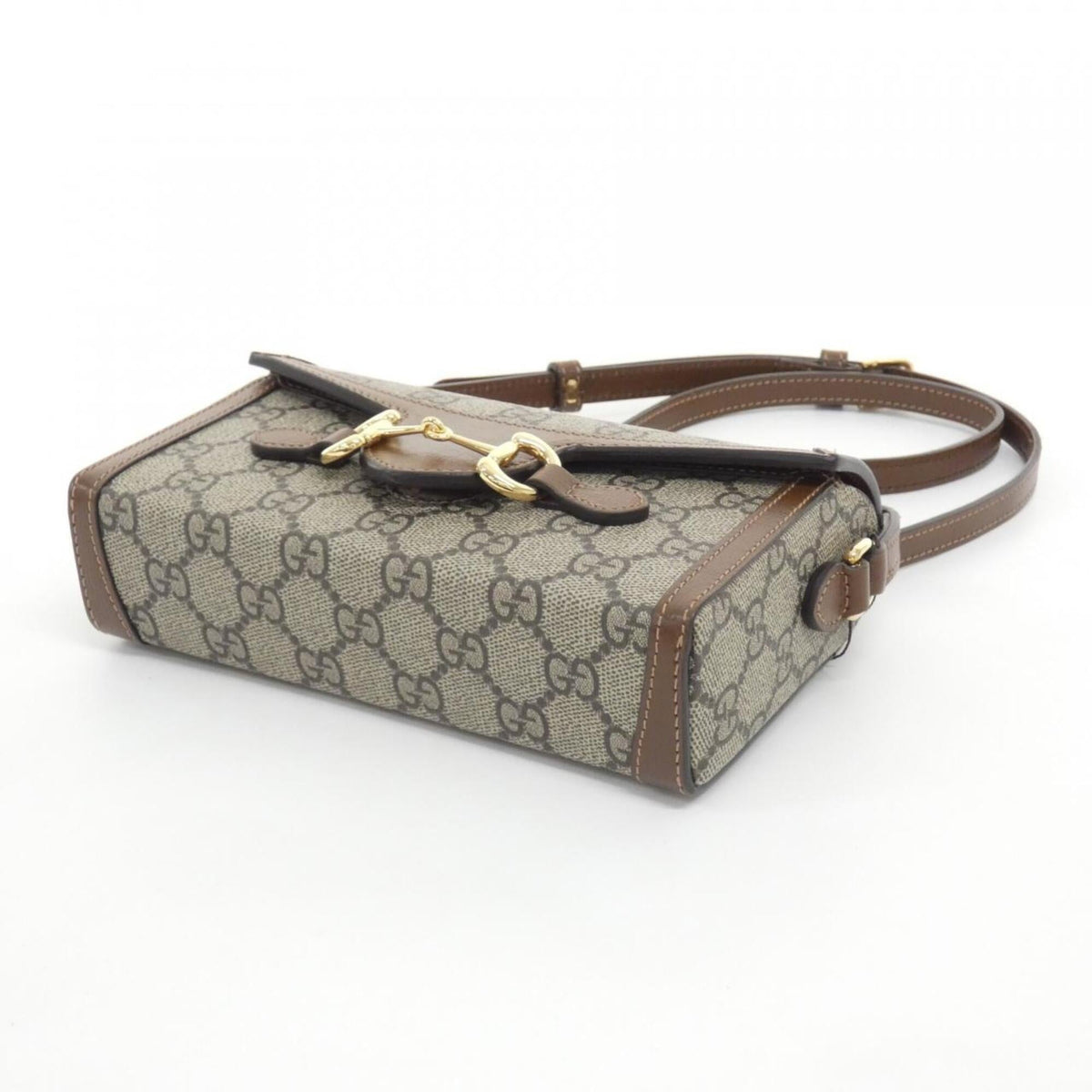 Gucci Beige Brown Gg Supreme Leather Shoulder Bag (Pre-Owned)