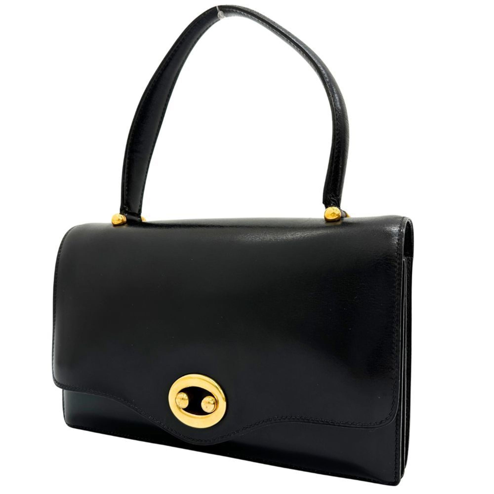 Hermes Black Box Calf Leather Handbag (Pre-Owned)