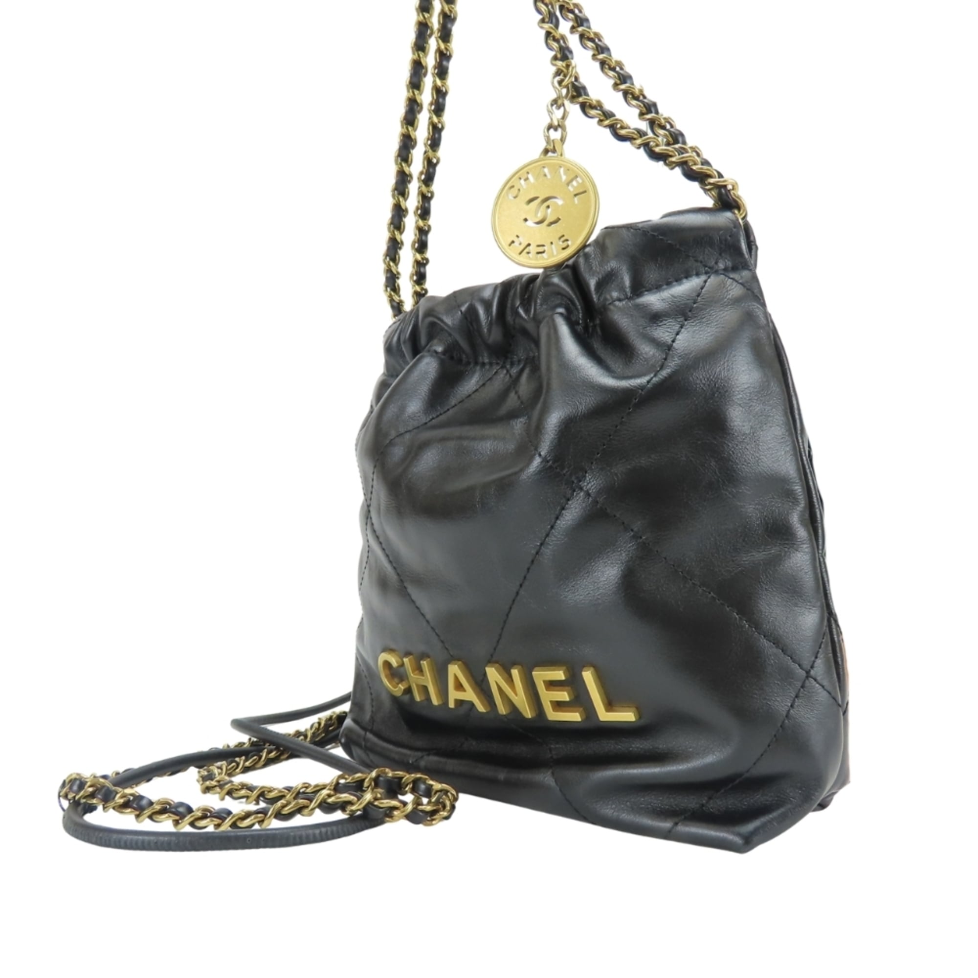 Chanel Black Leather Handbag Shoulder Bag (Pre-Owned)