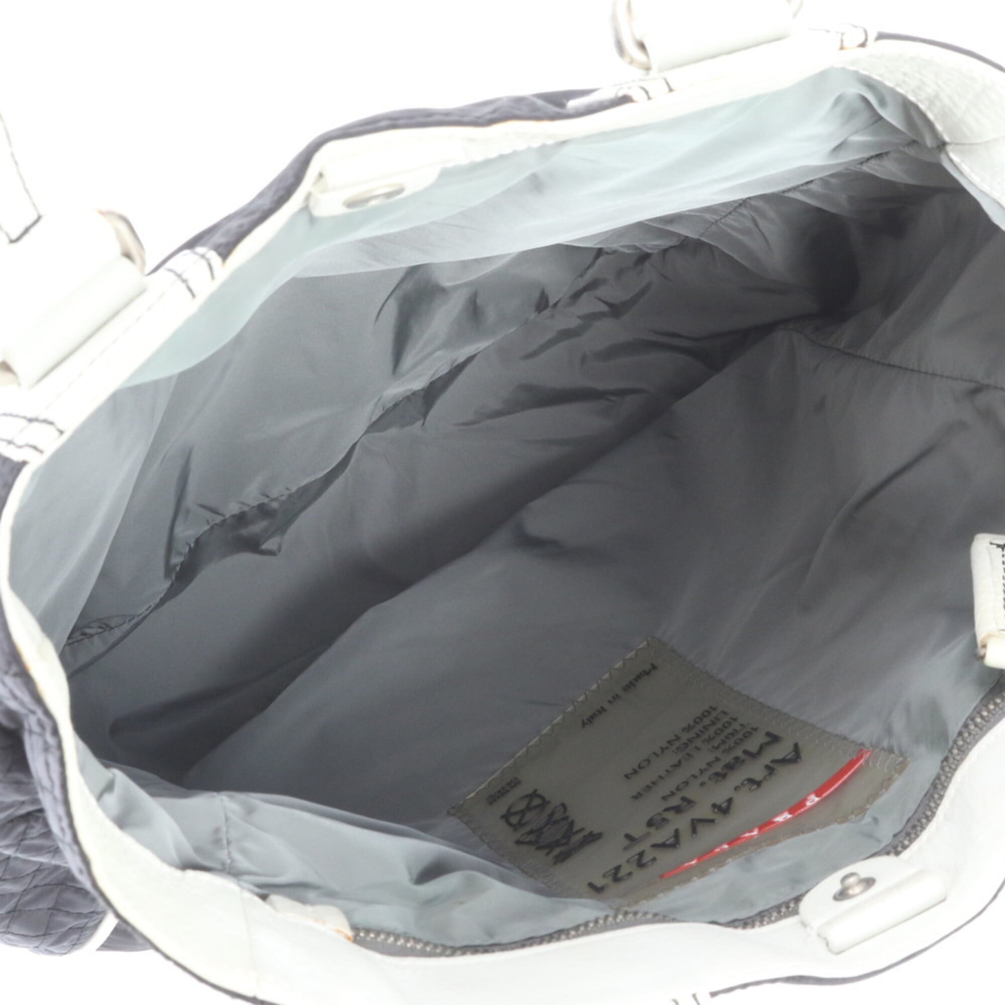 Pradasports Black Gray Nylon Leather Handbag Tote Bag (Pre-Owned)