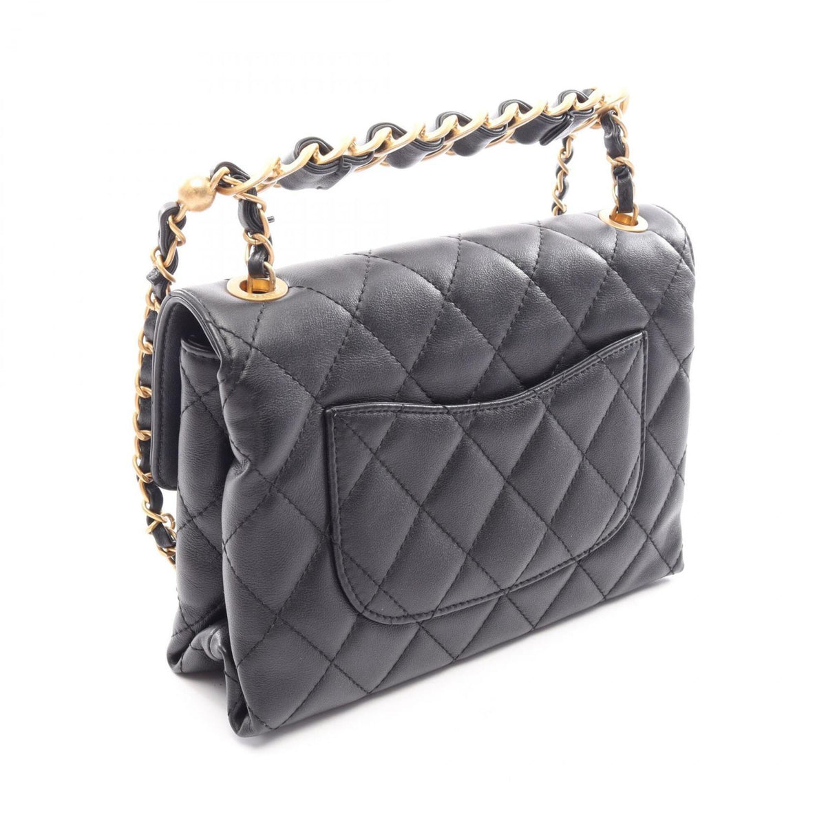 Chanel Black Leather Handbag Shoulder Bag (Pre-Owned)