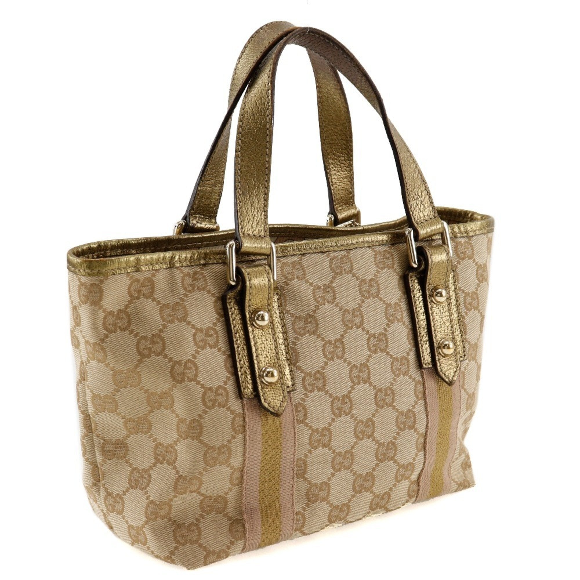 Gucci Brown Gg Canvas Leather Handbag (Pre-Owned)