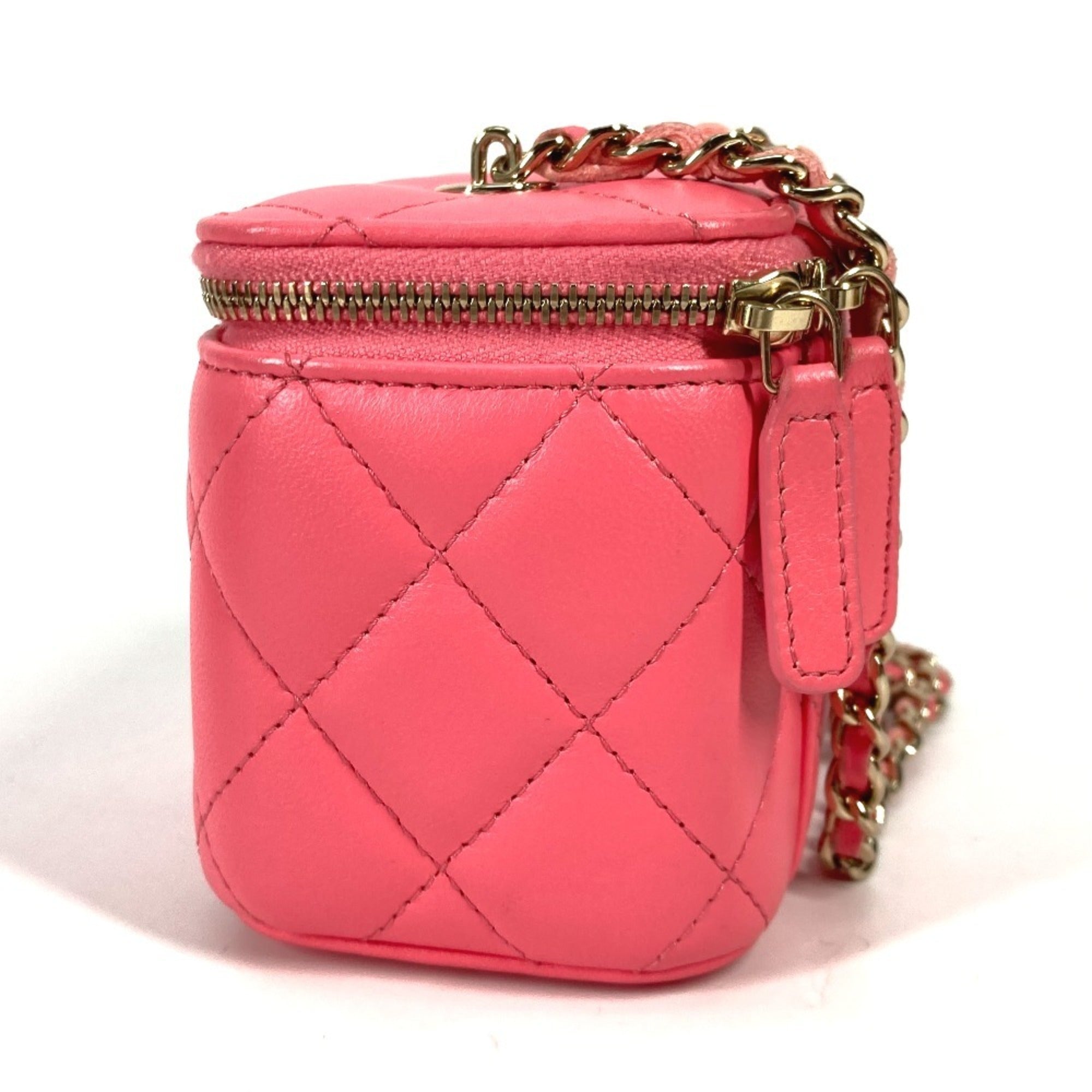Chanel Pink Leather Shoulder Bag Vanity Bag (Pre-Owned)