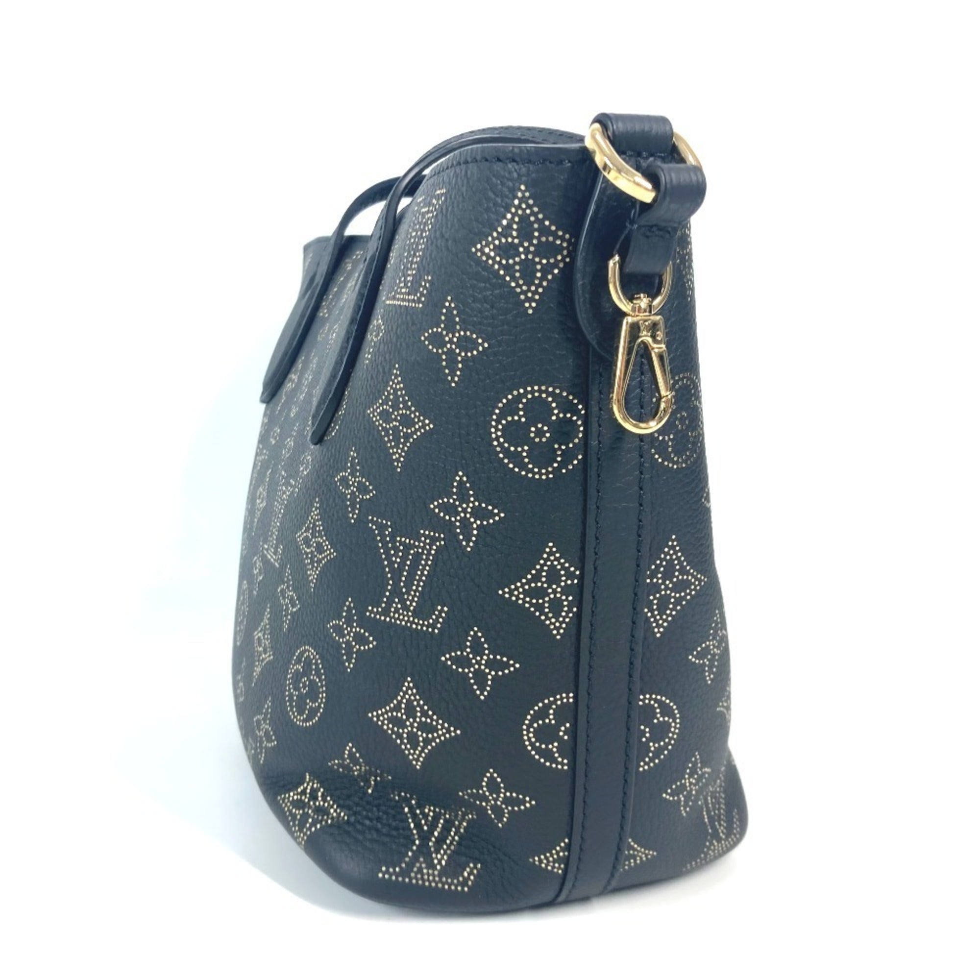 Louis Vuitton Black Blossom Gold Monogram Mahina Leather Leather Handbag Shoulder Bag Tote Bag (Pre-Owned)