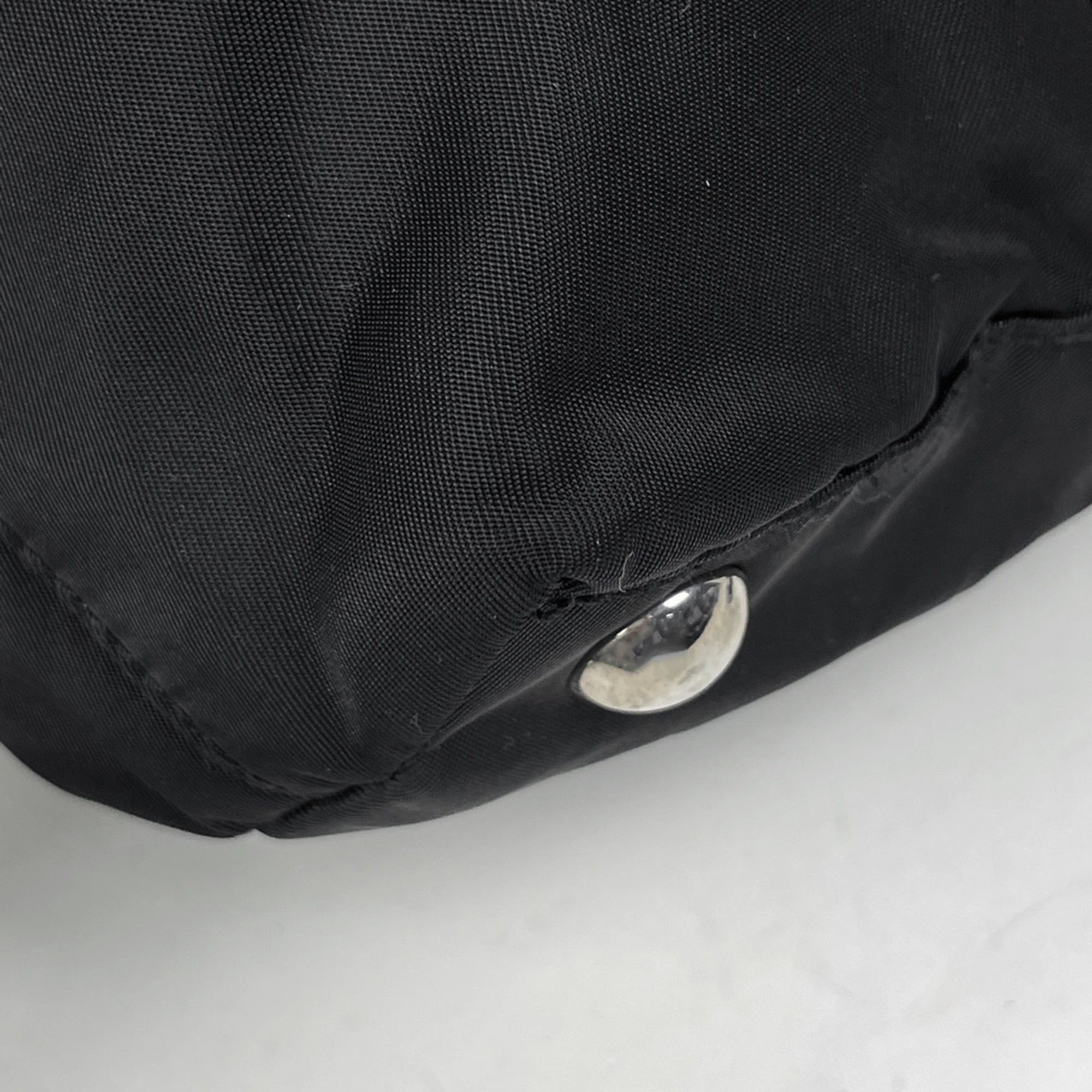 Prada Black Nylon Leather Handbag Shoulder Bag (Pre-Owned)