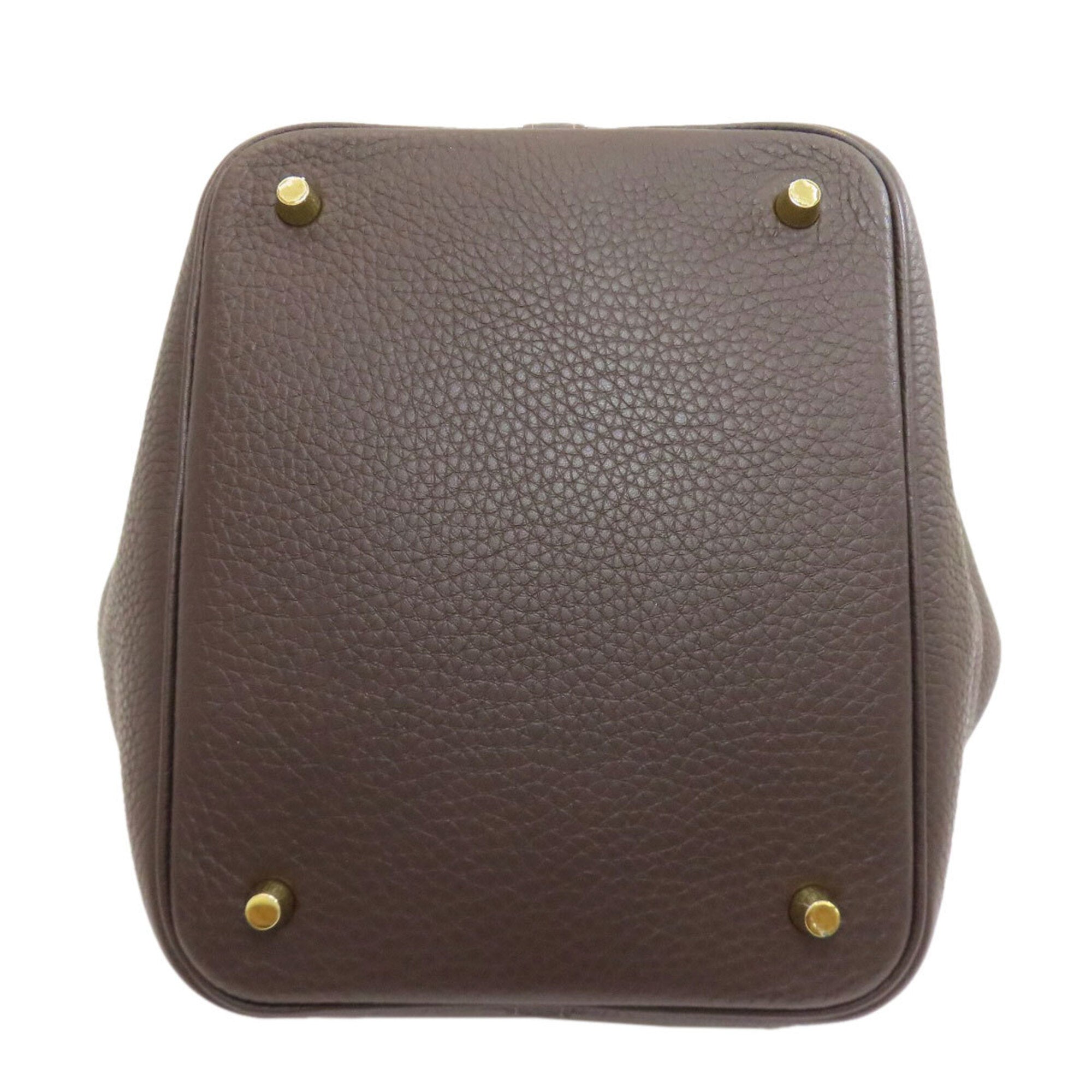 Hermes Dark Brown Taurillon Clemence Leather Handbag (Pre-Owned)