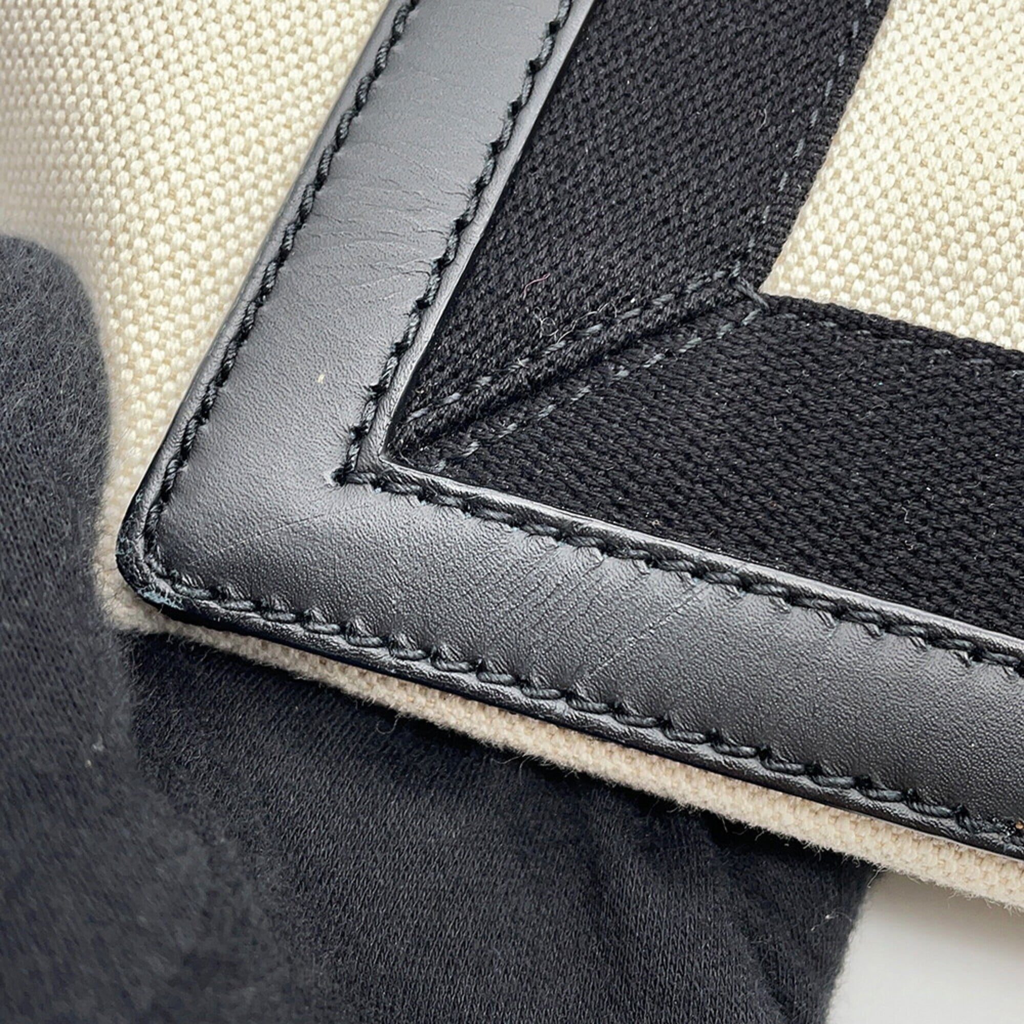 Balenciaga Black White Canvas Leather Handbag Tote Bag (Pre-Owned)