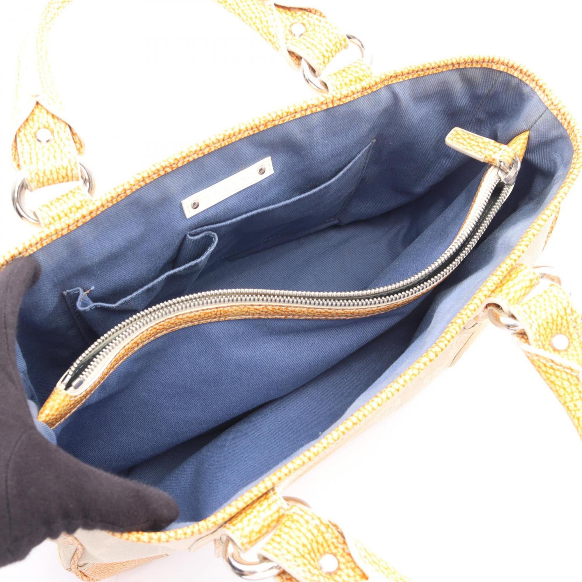 Celine Beige Brown Canvas Leather Handbag (Pre-Owned)