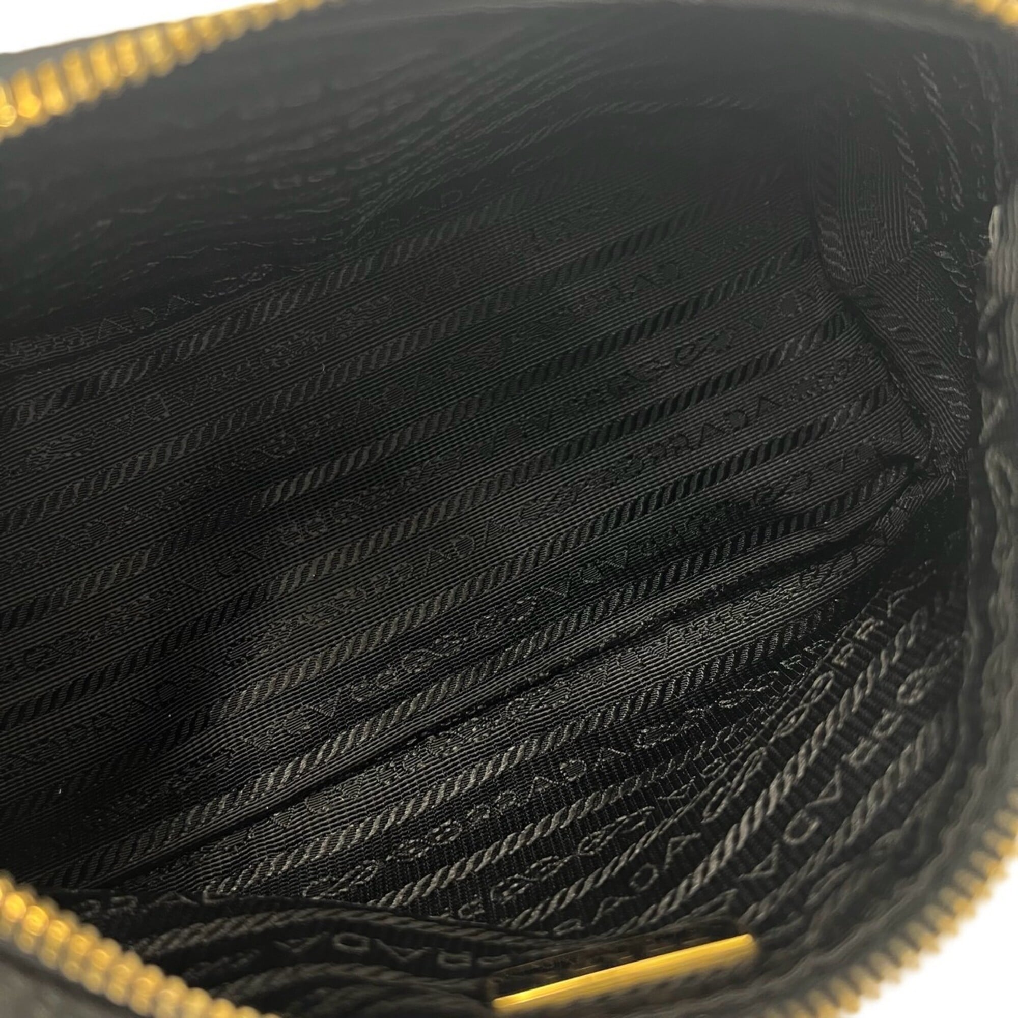 Prada Black Leather Nylon Handbag Pouch (Pre-Owned)