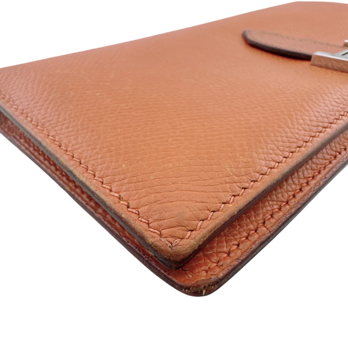 Hermes Bearn Orange Epsom Leather Long Wallet (Bi-Fold) (Pre-Owned)