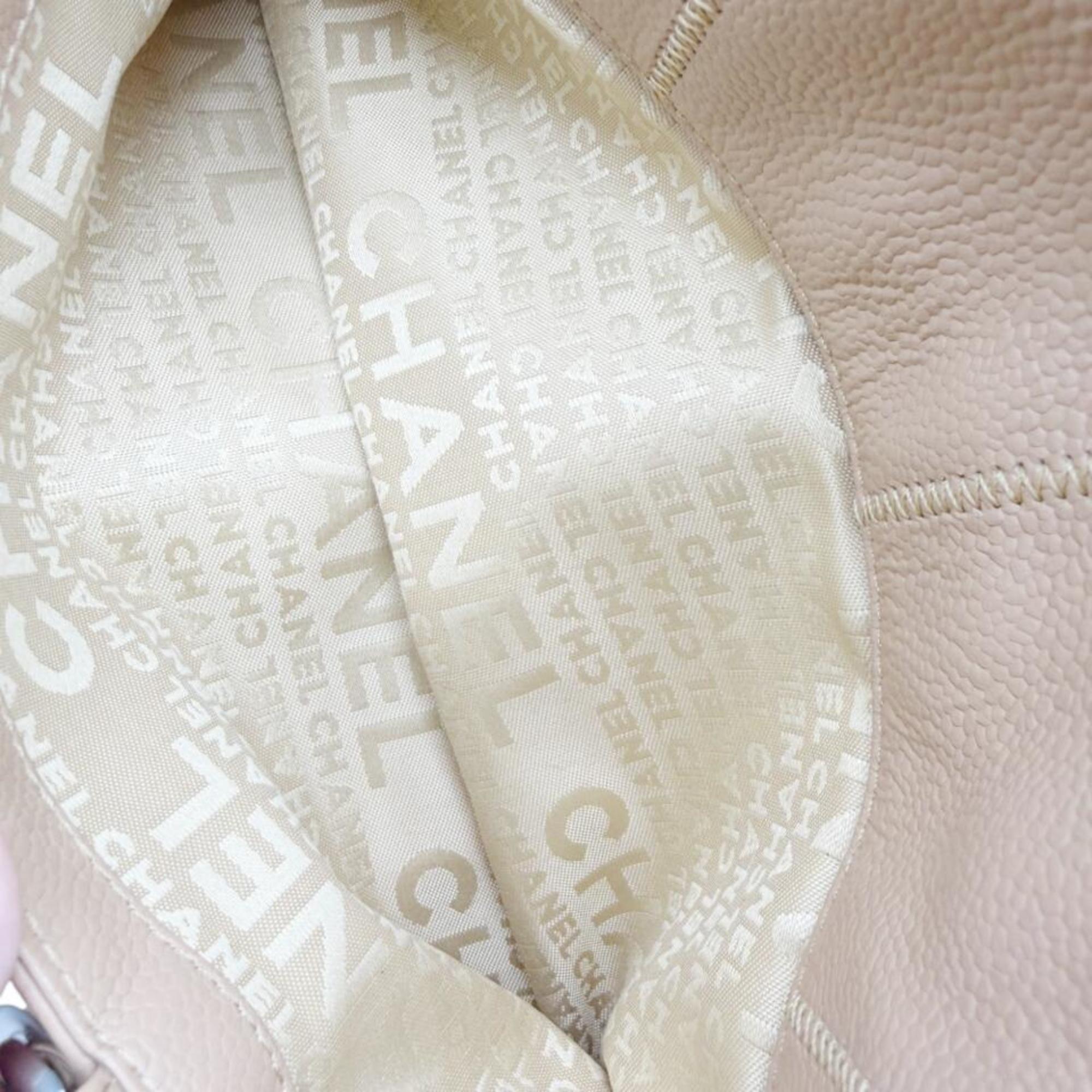 Chanel Beige Grained Calfskin Handbag Tote Bag (Pre-Owned)