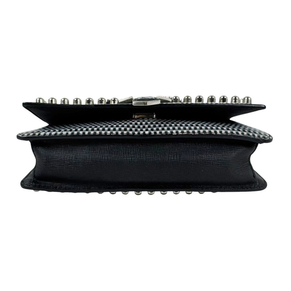 Fendi Black Blue Gray White Leather Shoulder Bag (Pre-Owned)