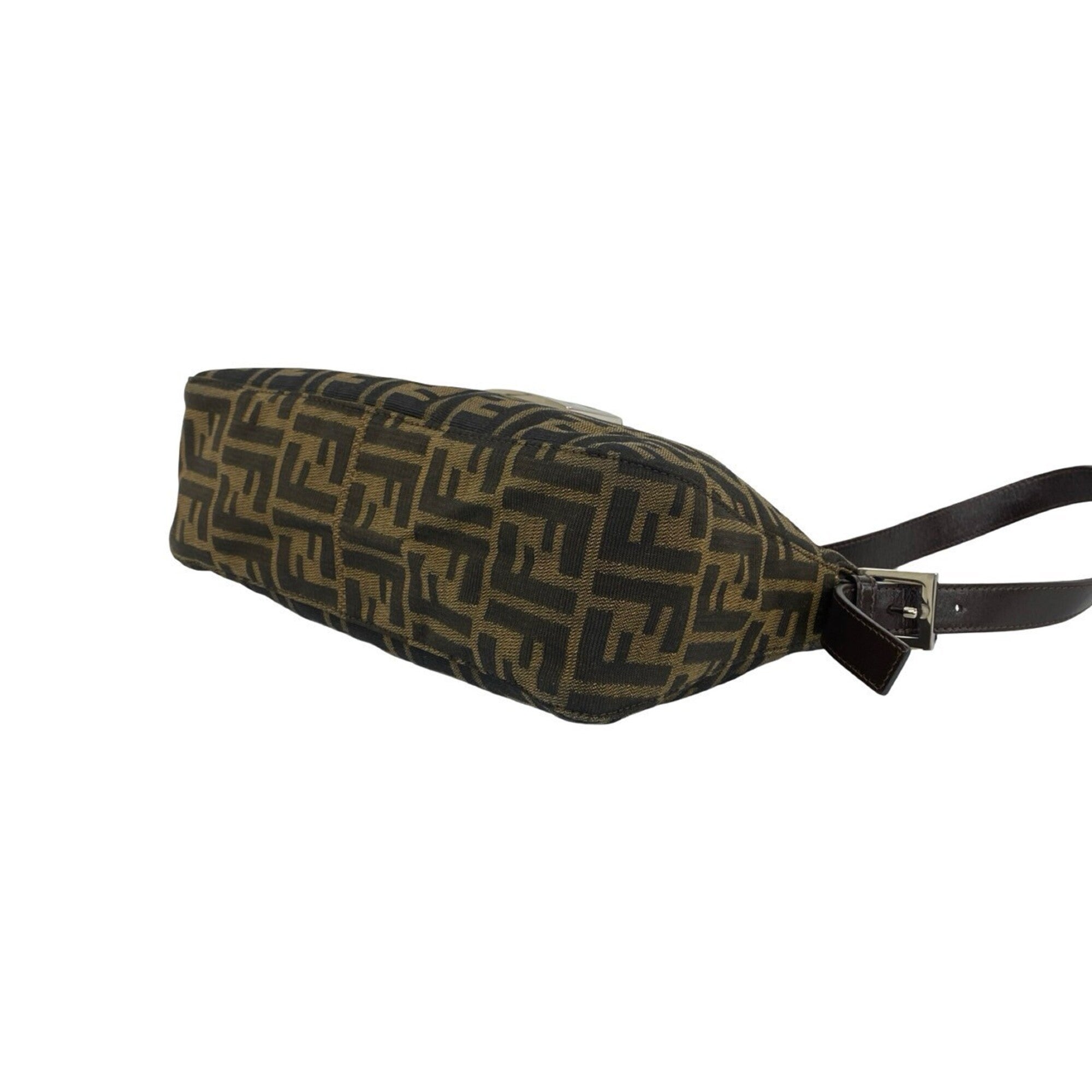 Fendi Black Brown Canvas Leather Shoulder Bag (Pre-Owned)