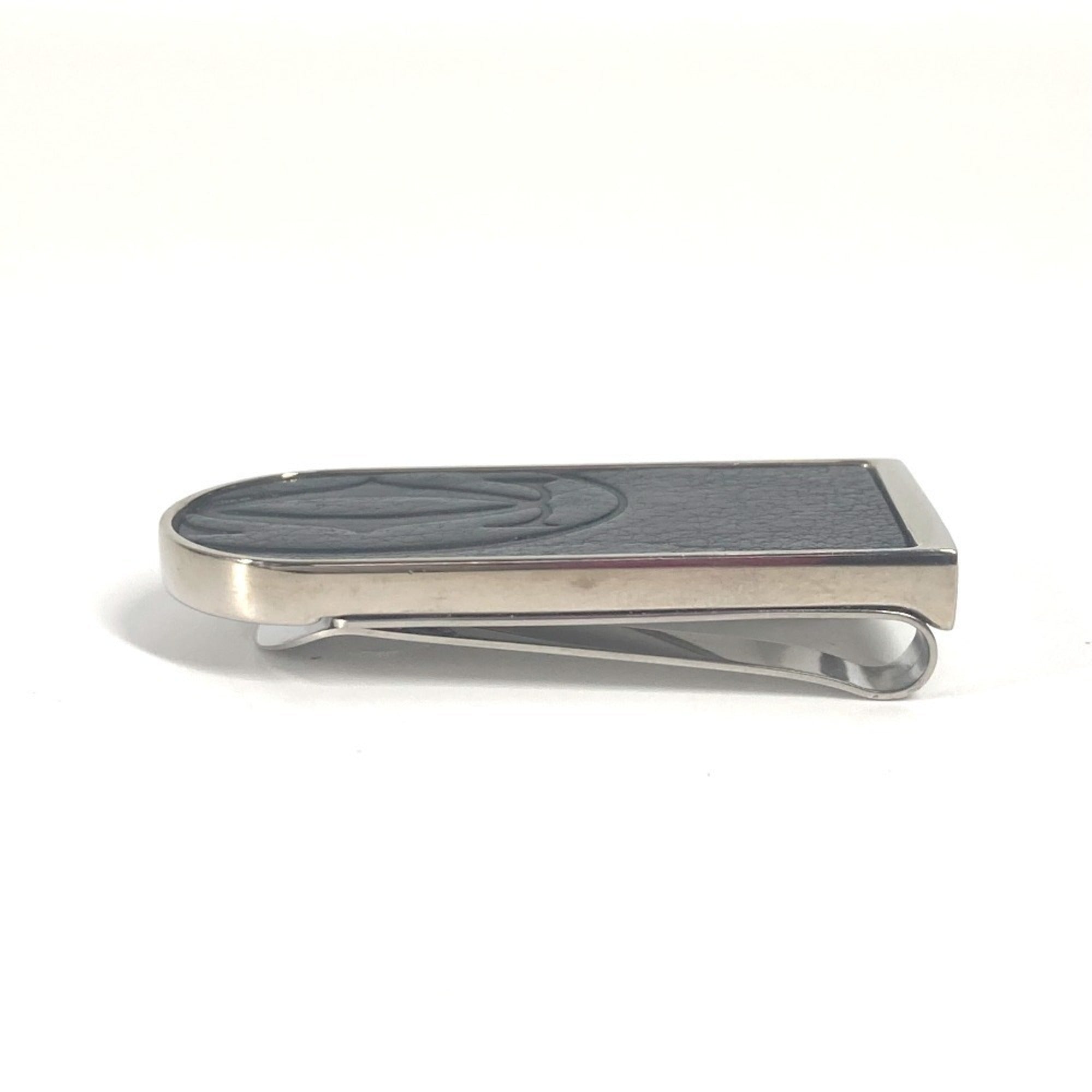 Cartier Silver Black Stainless Steel Leather Money Clip (Pre-Owned)