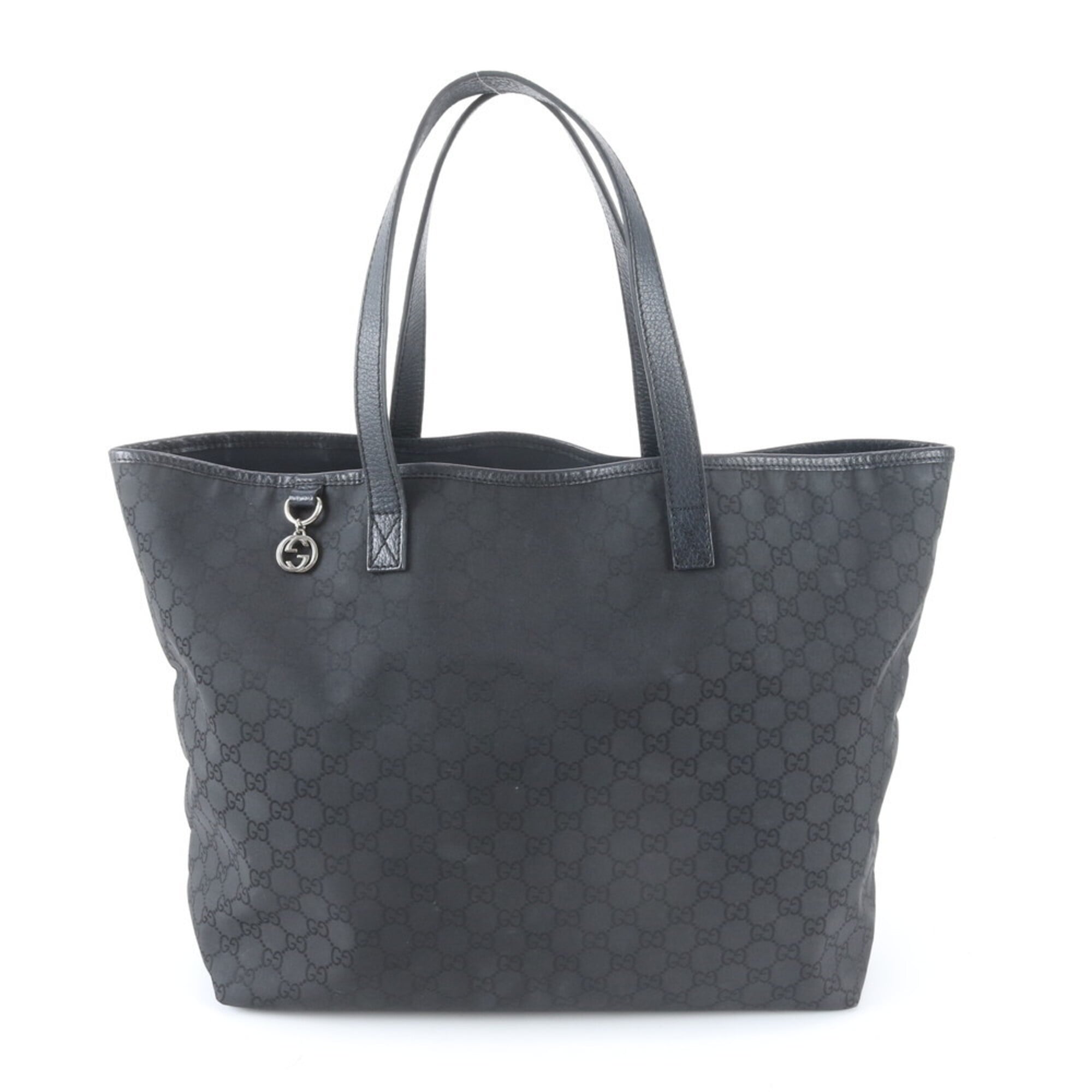 Gucci Black Nylon Leather Shoulder Bag Tote Bag (Pre-Owned)