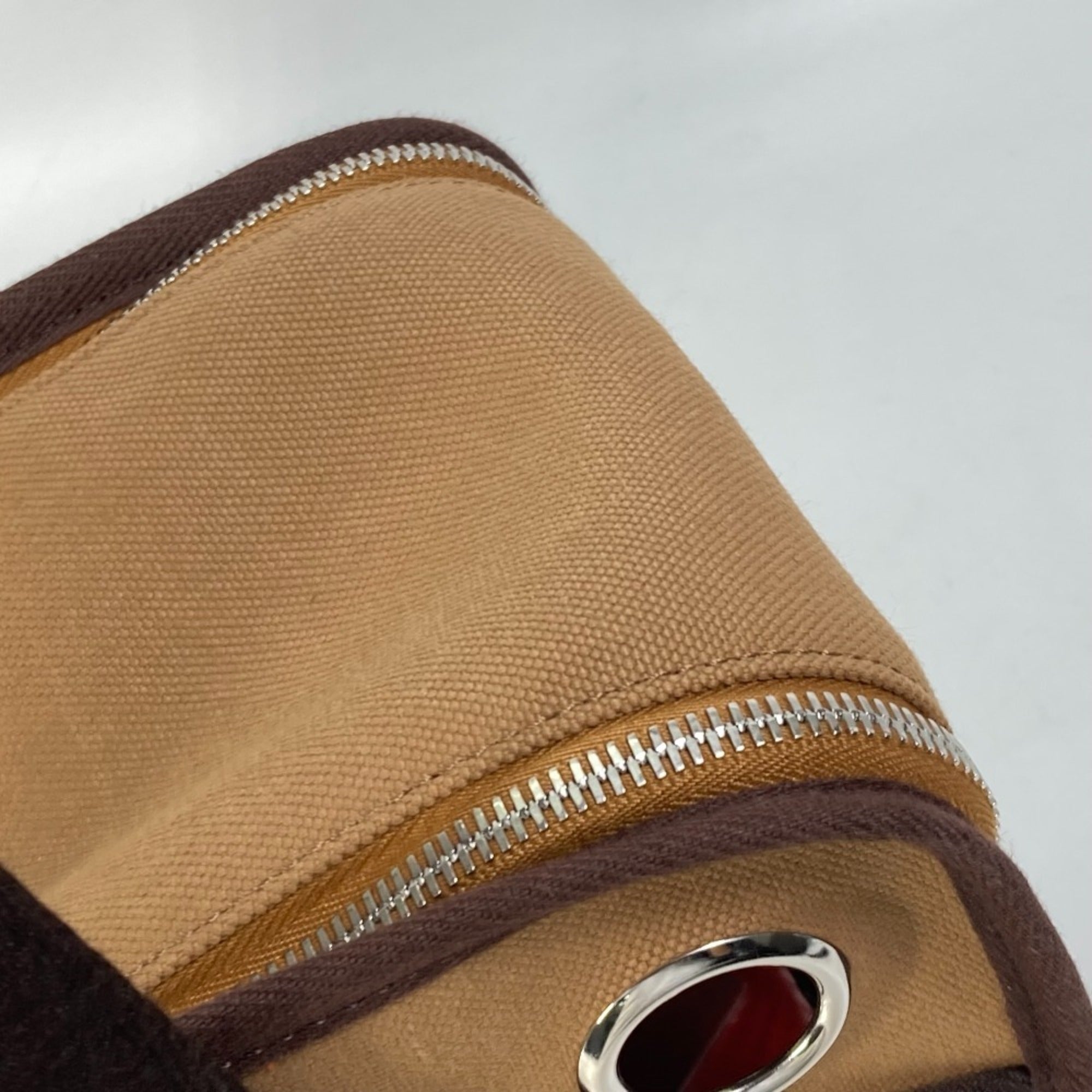 Hermes Brown Feu Nylon Cotton Elastane Boston Bag Tote Bag (Pre-Owned)