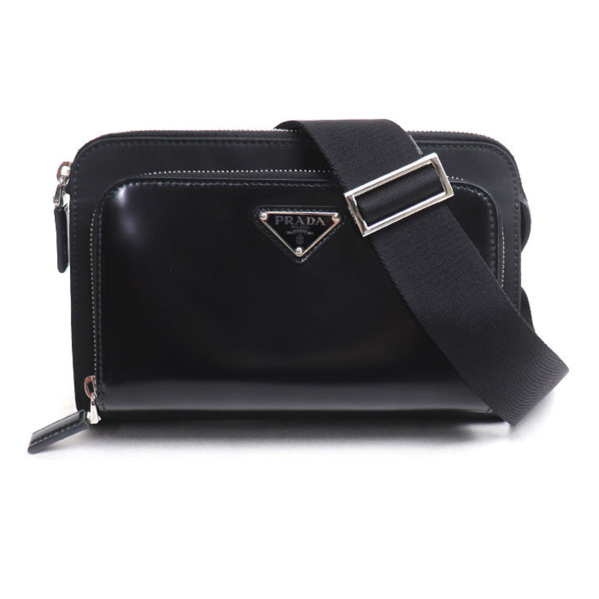 Prada Black Leather Nylon Shoulder Bag (Pre-Owned)