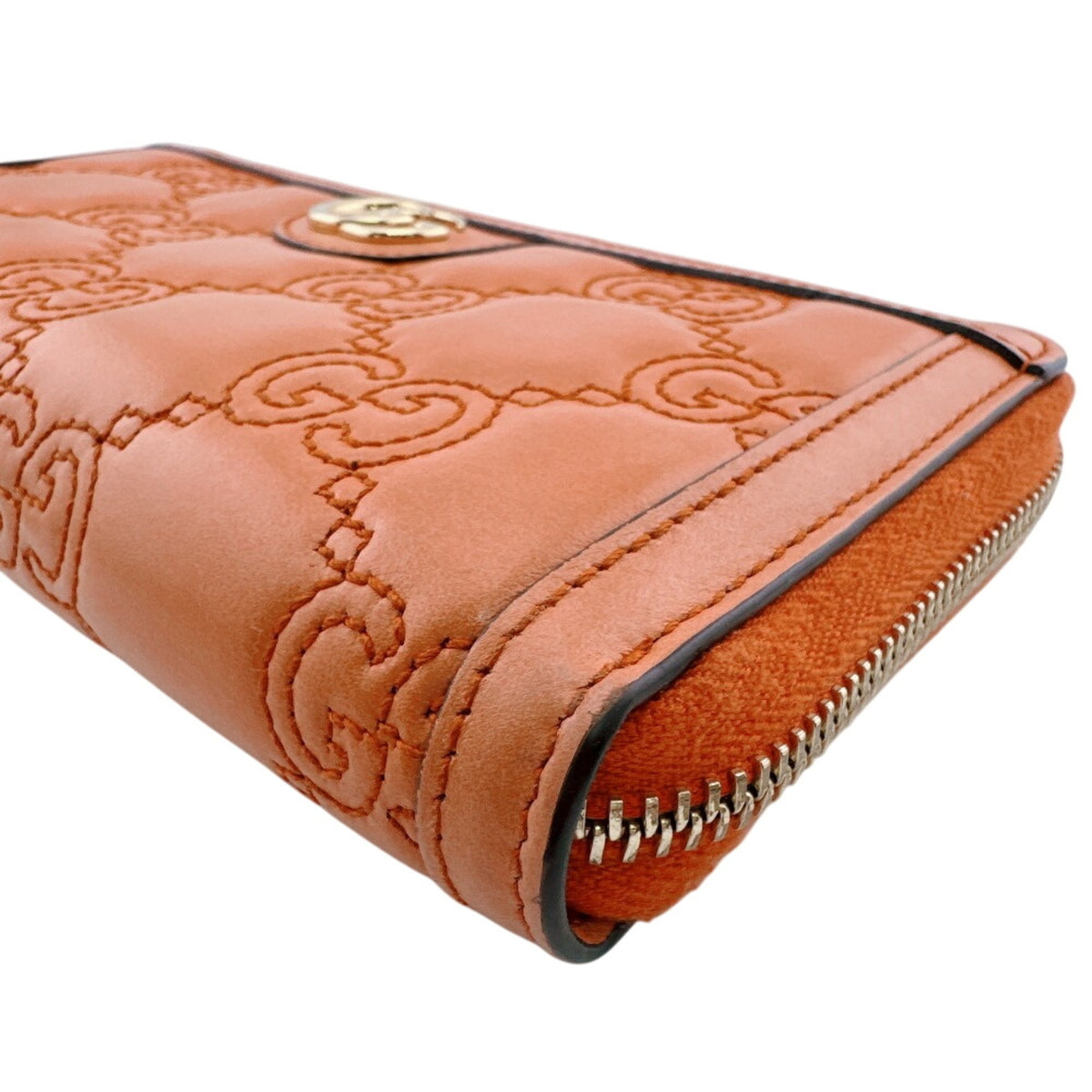 Gucci Orange Leather Long Wallet (Bi-Fold) (Pre-Owned)