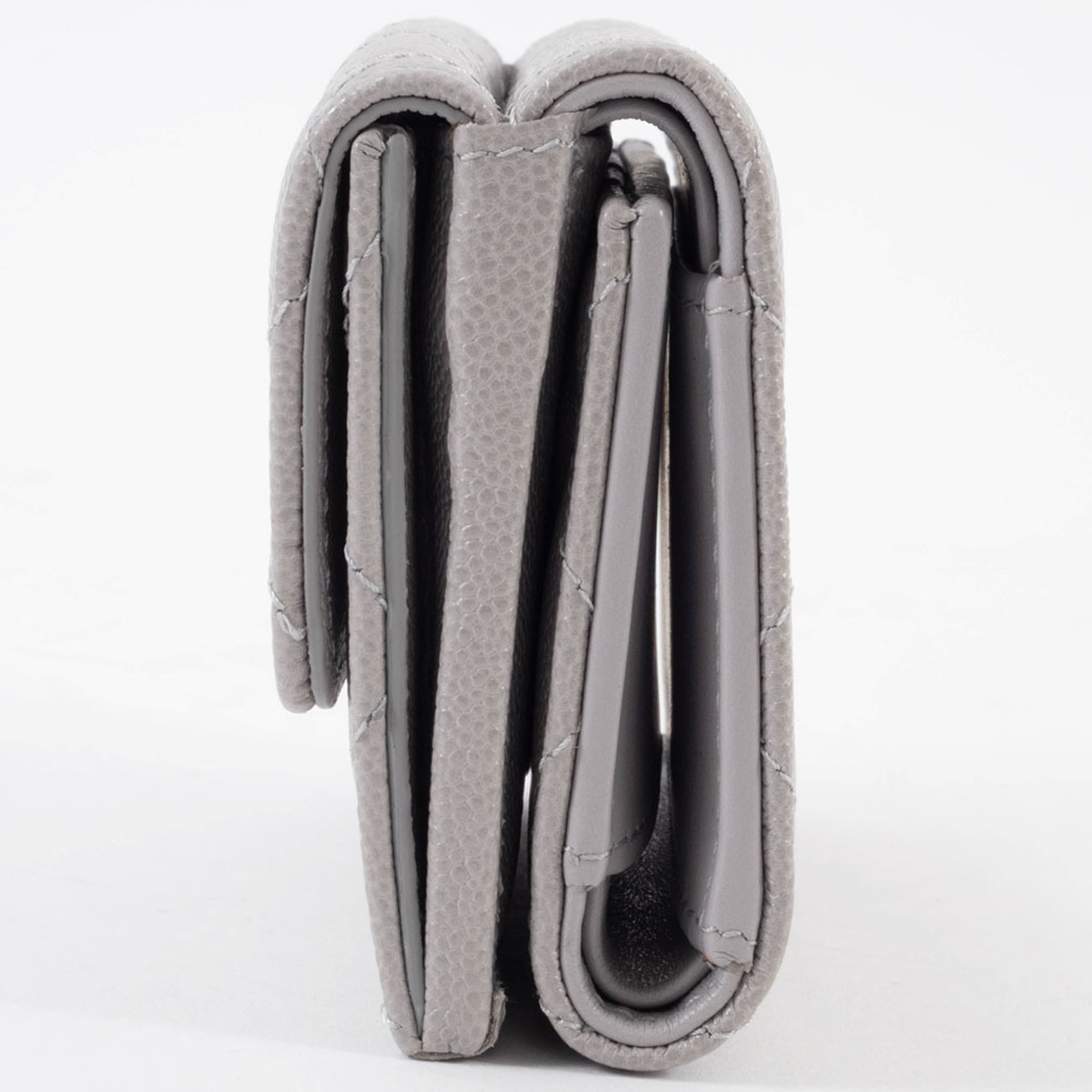 Chanel Grayish Leather Wallet (Tri-Fold) (Pre-Owned)
