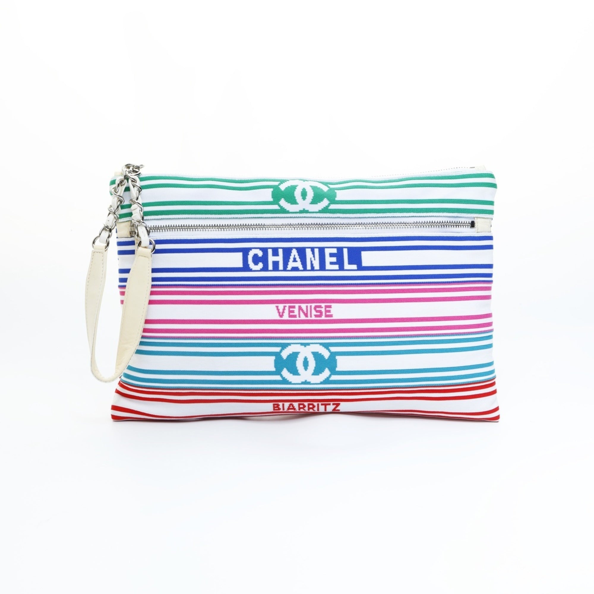 Chanel Multi-Color Cotton Canvas Clutch Bag (Pre-Owned)