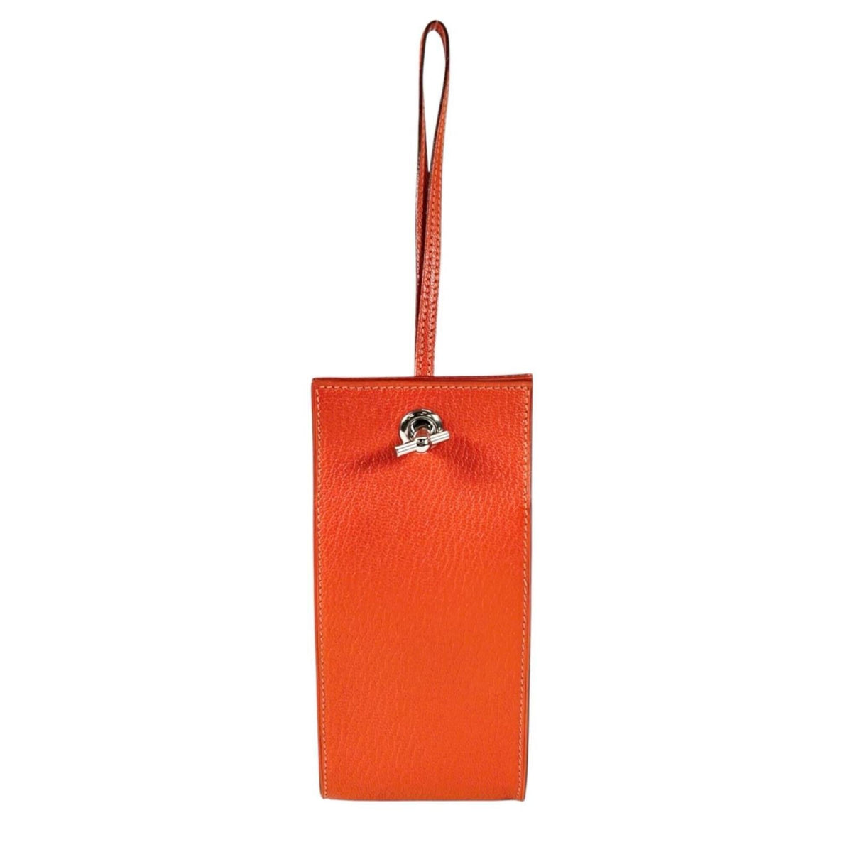 Hermes Orange Chevre Myzore Leather Pouch (Pre-Owned)