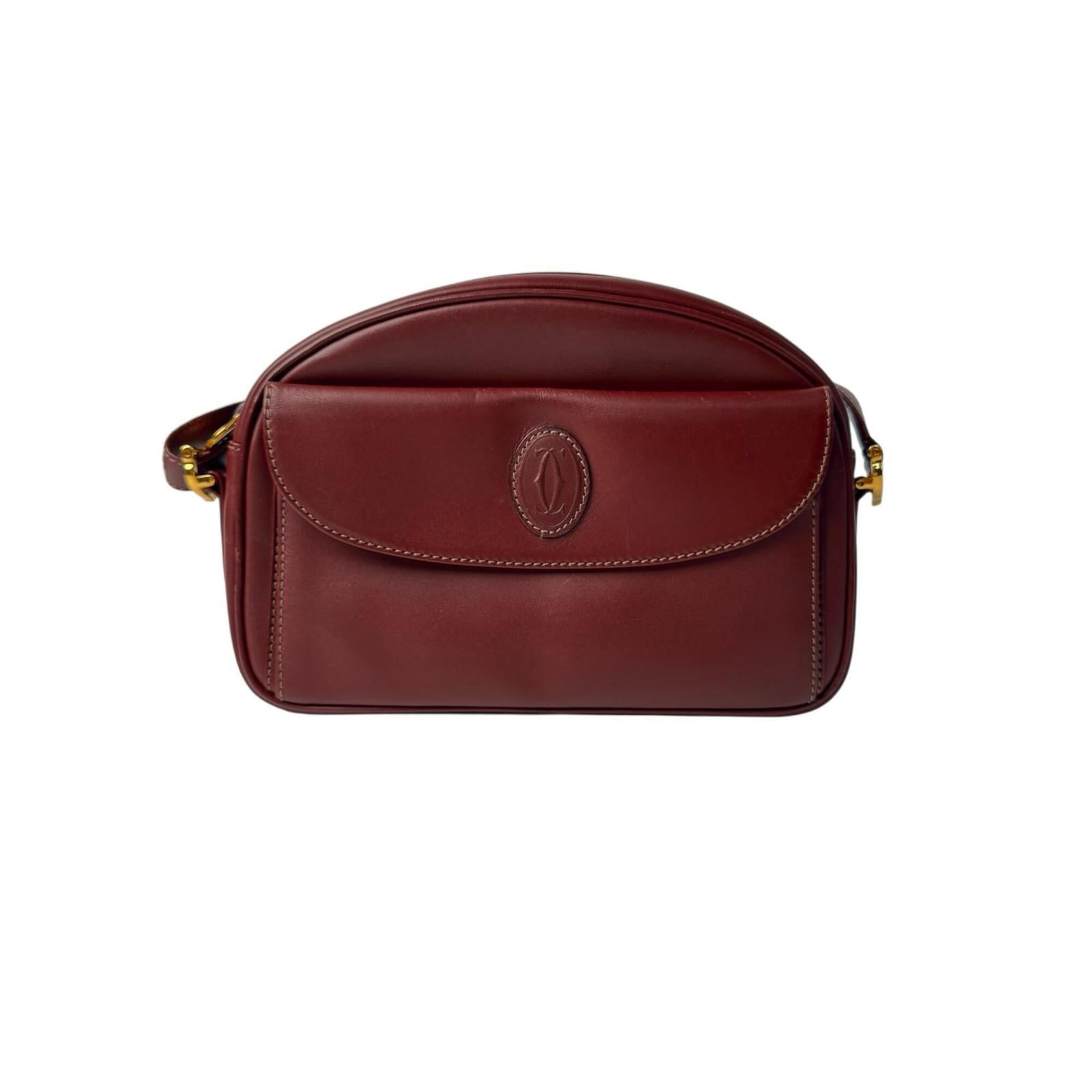 Cartier Bordeaux Leather Shoulder Bag (Pre-Owned)