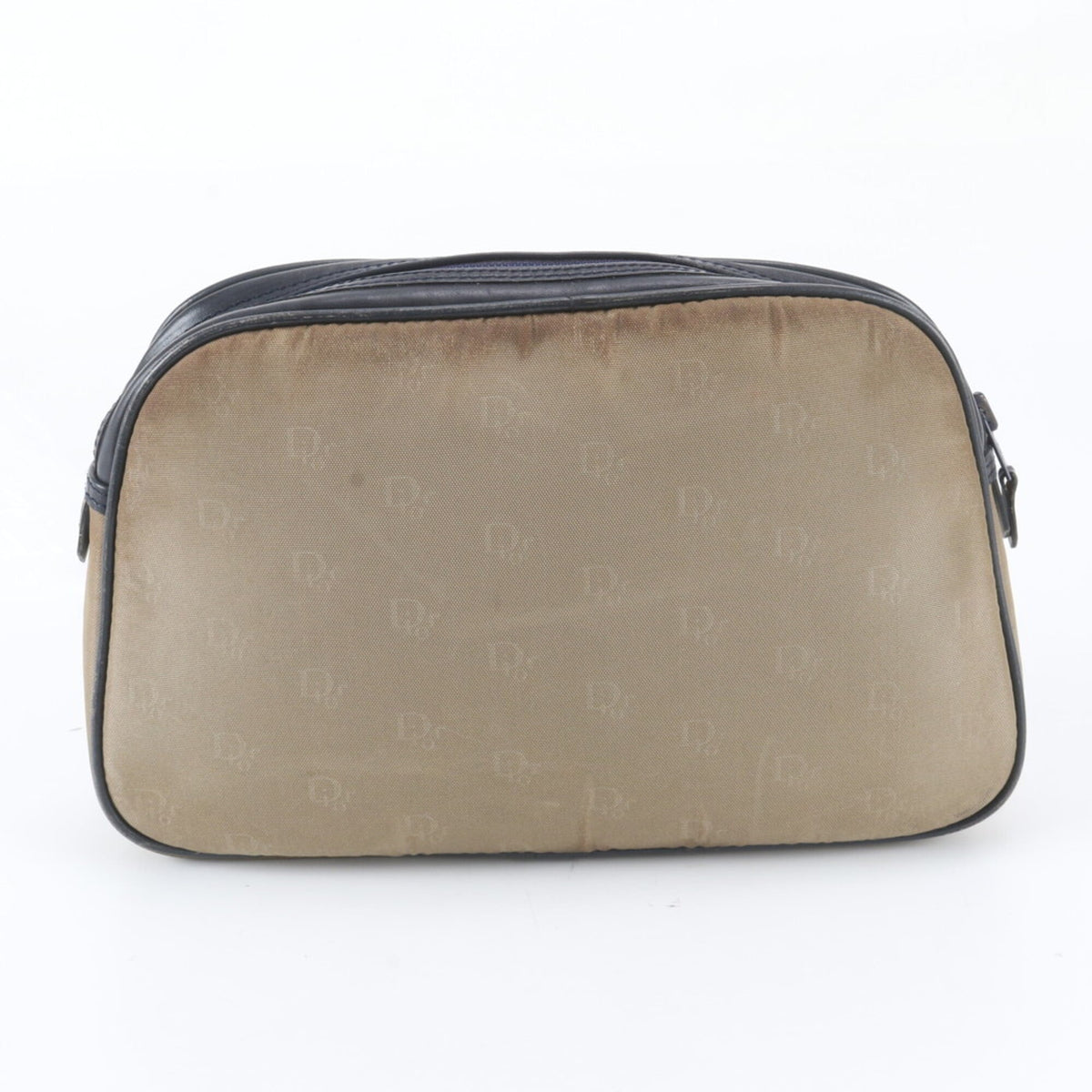 Christian Dior Green Khaki Navy Leather Nylon Clutch Bag Pouch (Pre-Owned)