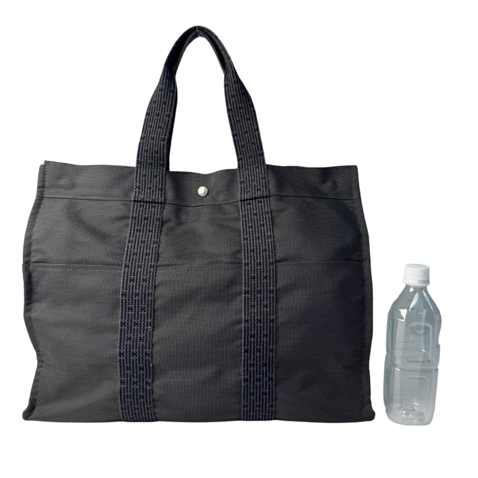 Hermes Dark Gray Canvas Tote Bag (Pre-Owned)