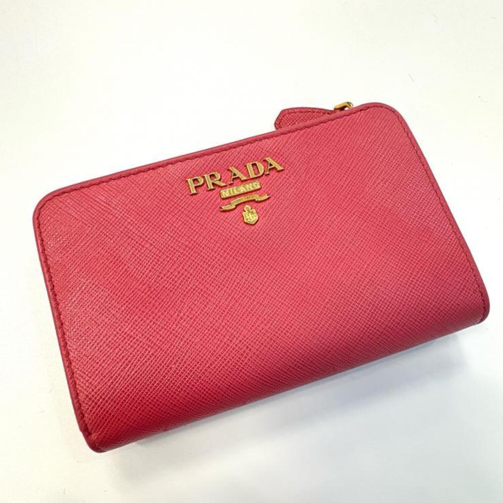 Prada Pink Saffiano Metal Wallet (Bi-Fold) (Pre-Owned)