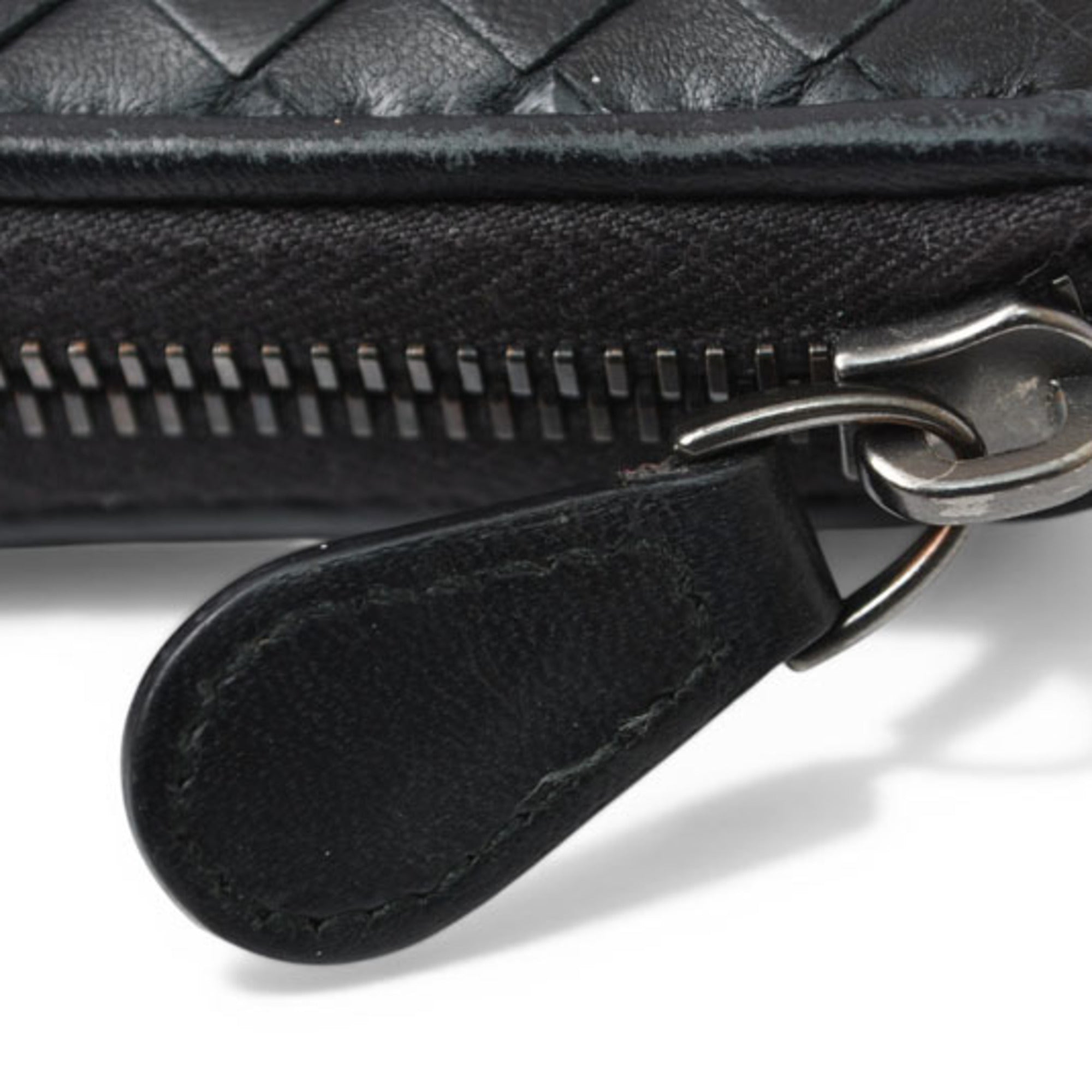 Bottega Veneta Intrecciato Black Leather Long Wallet (Bi-Fold) (Pre-Owned)