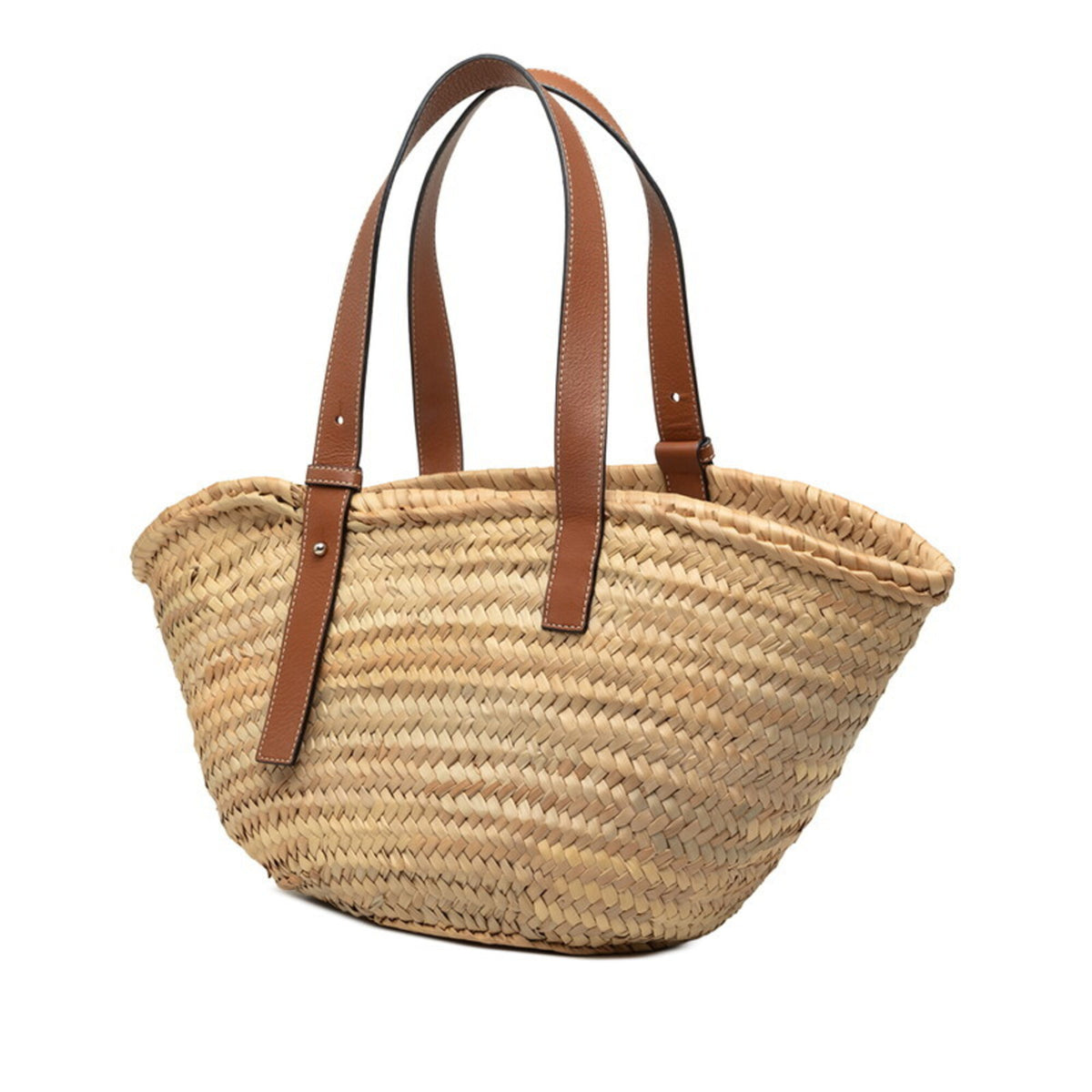 Loewe Brown Raffia Leather Basket Handbag (Pre-Owned)