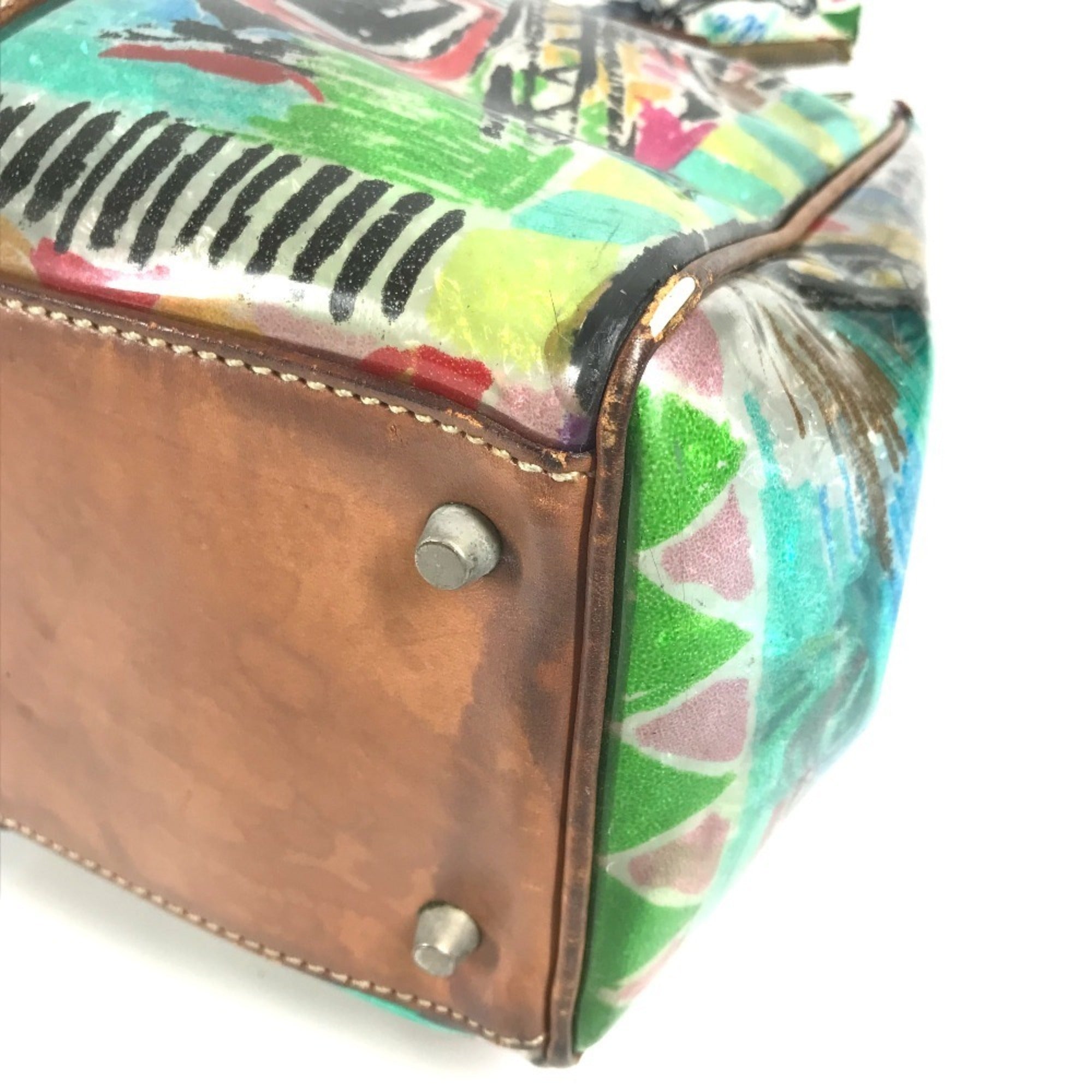 Prada Multi-Color Vinyl Shoulder Bag Tote Bag (Pre-Owned)